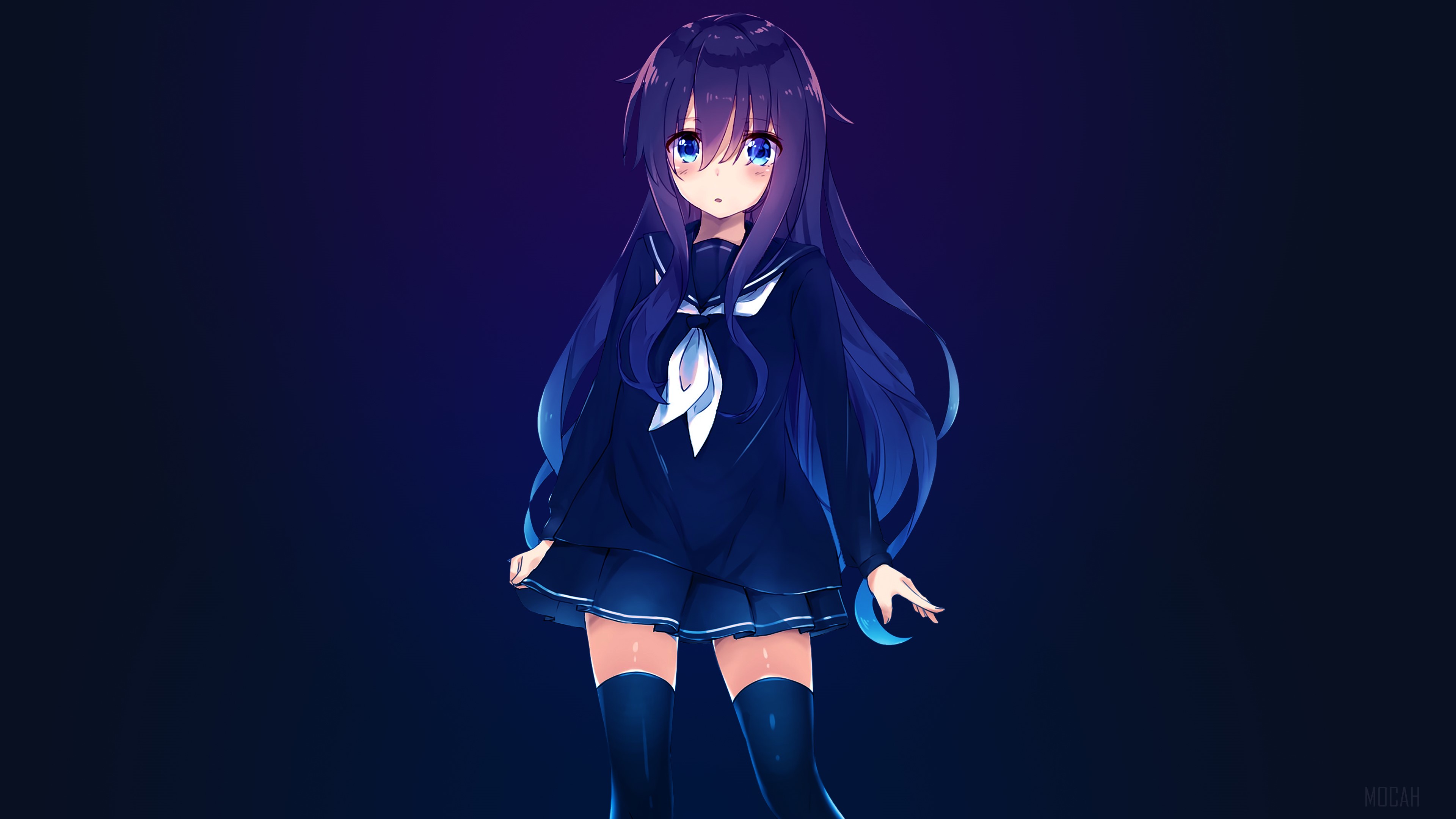 Anime Girl in School Uniform 4K HD Wallpaper