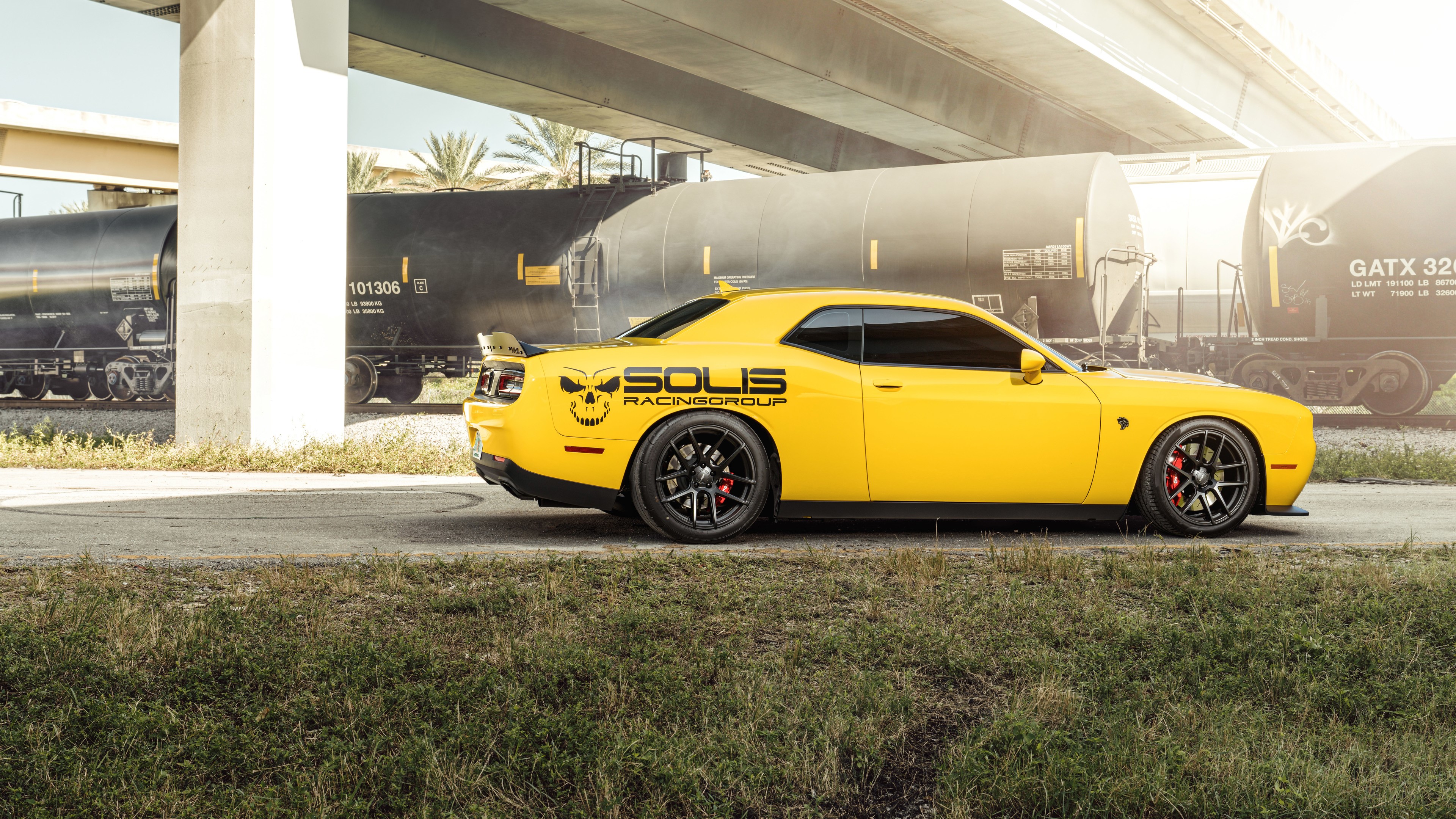 Yellow Dodge Challenger Hellcat with Velgen Wheels 4K HD Wallpaper