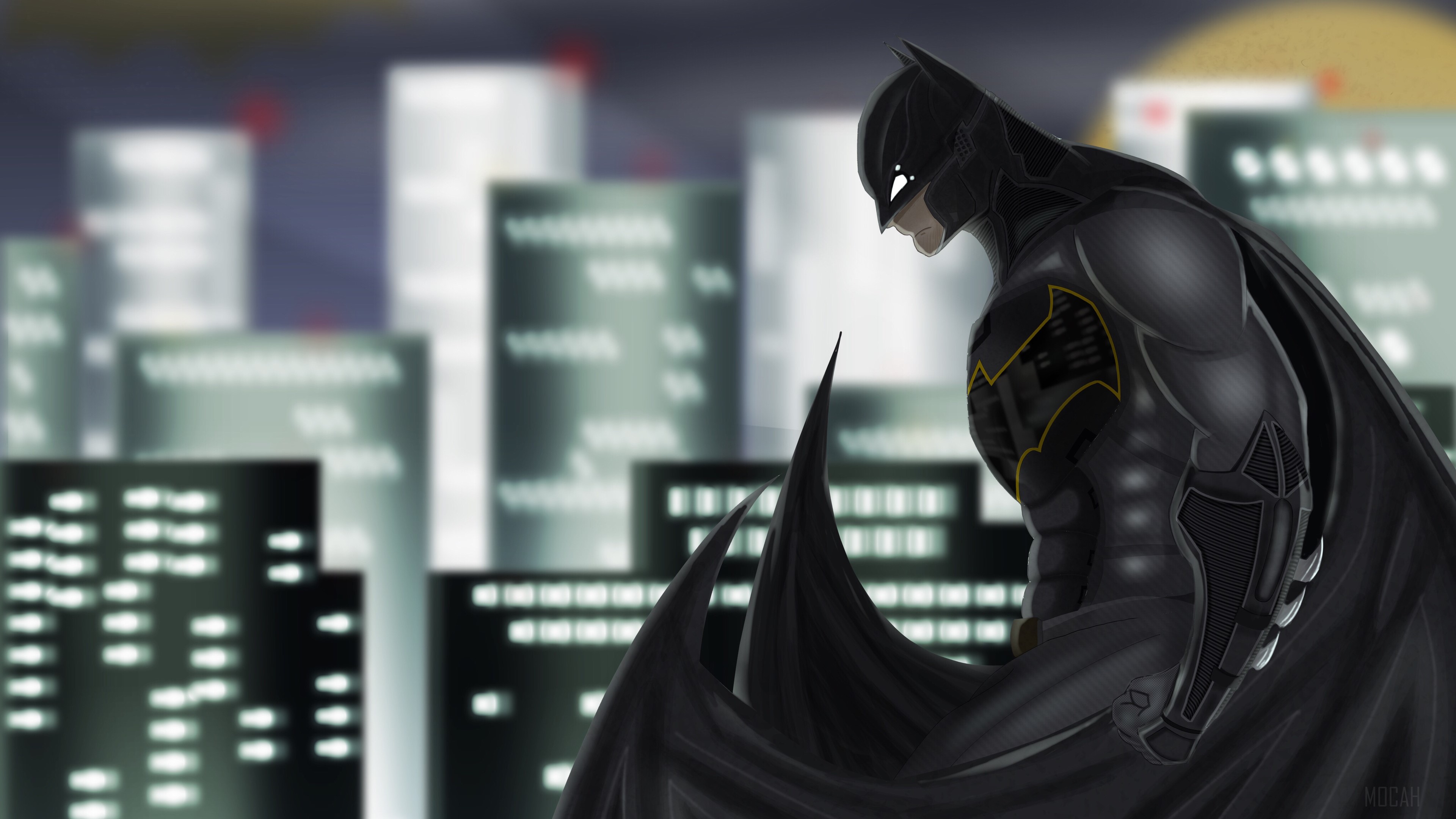 Batman from DC Comics in a city at night 4K HD Wallpaper