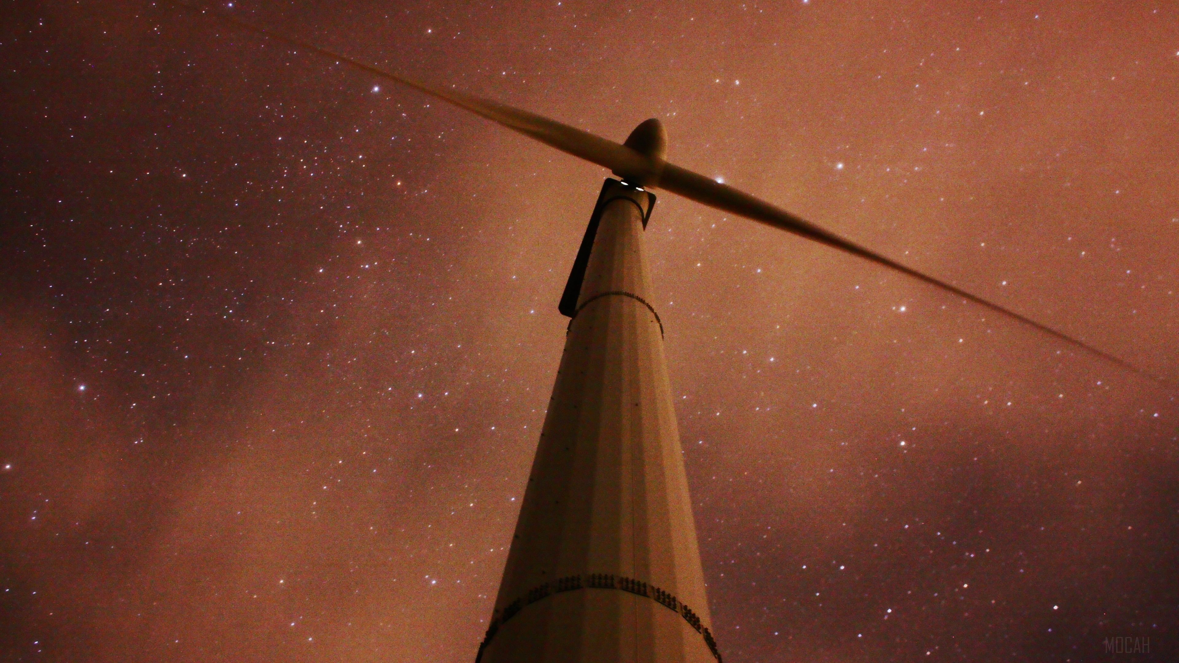 Windmill against a starry sky HD Wallpaper