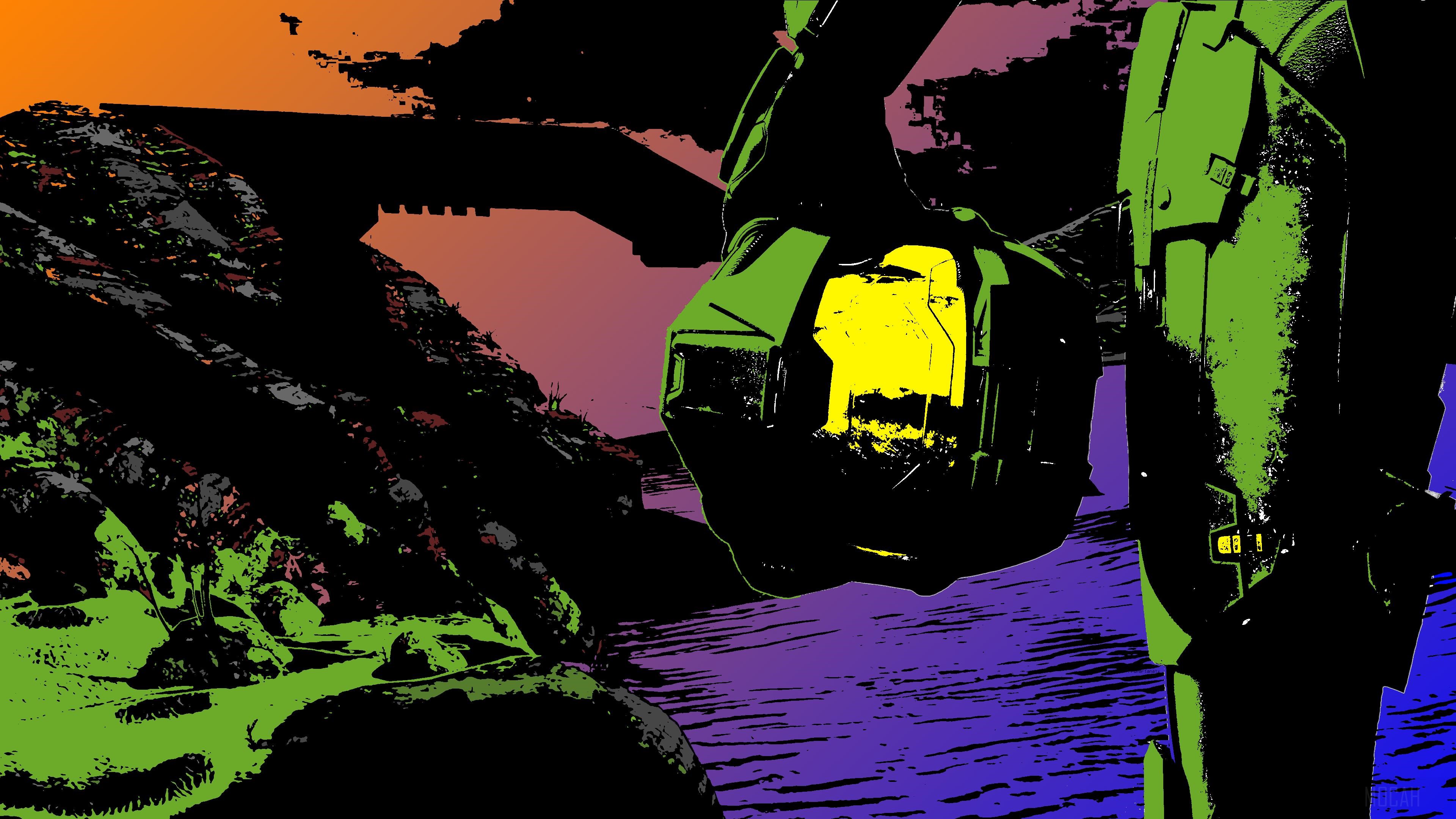 Master Chief from Halo Glitch Art 4K HD Wallpaper