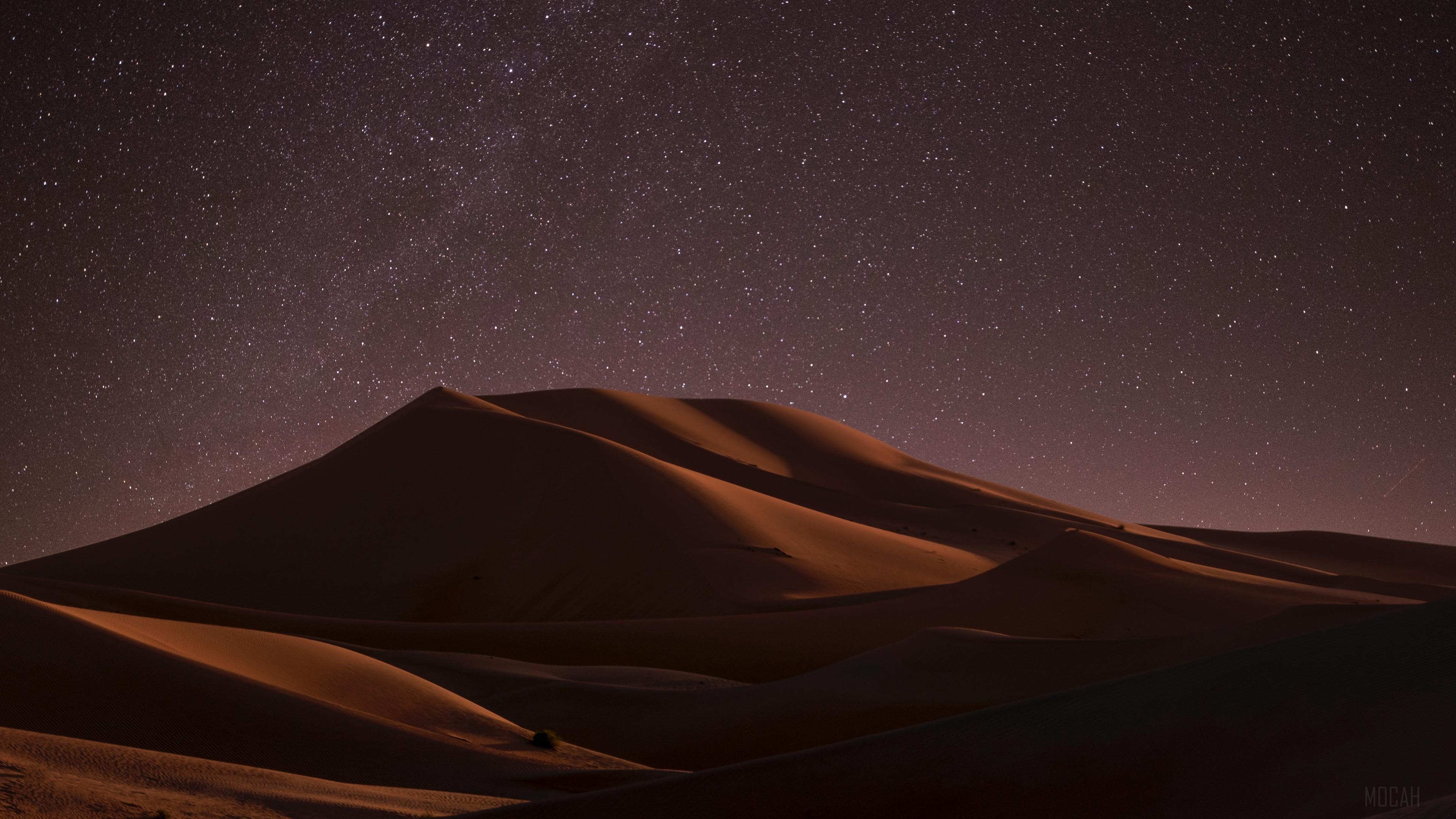 Desert Dunes Under Starry Night Sky 4K HD Wallpaper