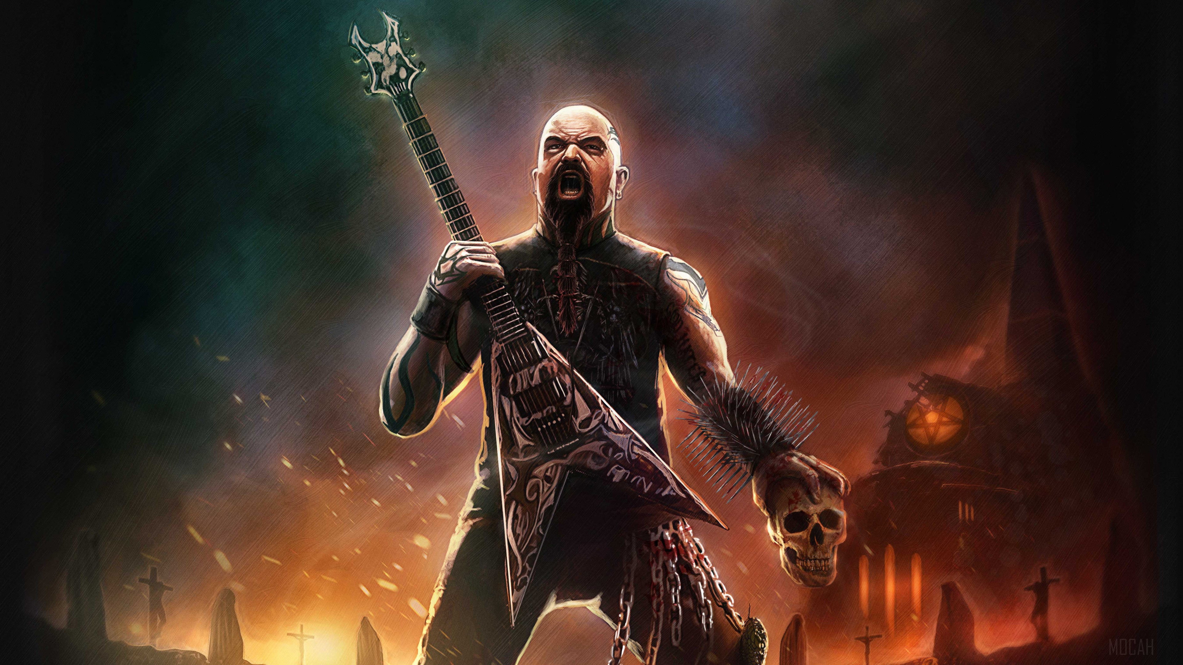 Bald Man With Guitar HD Wallpaper