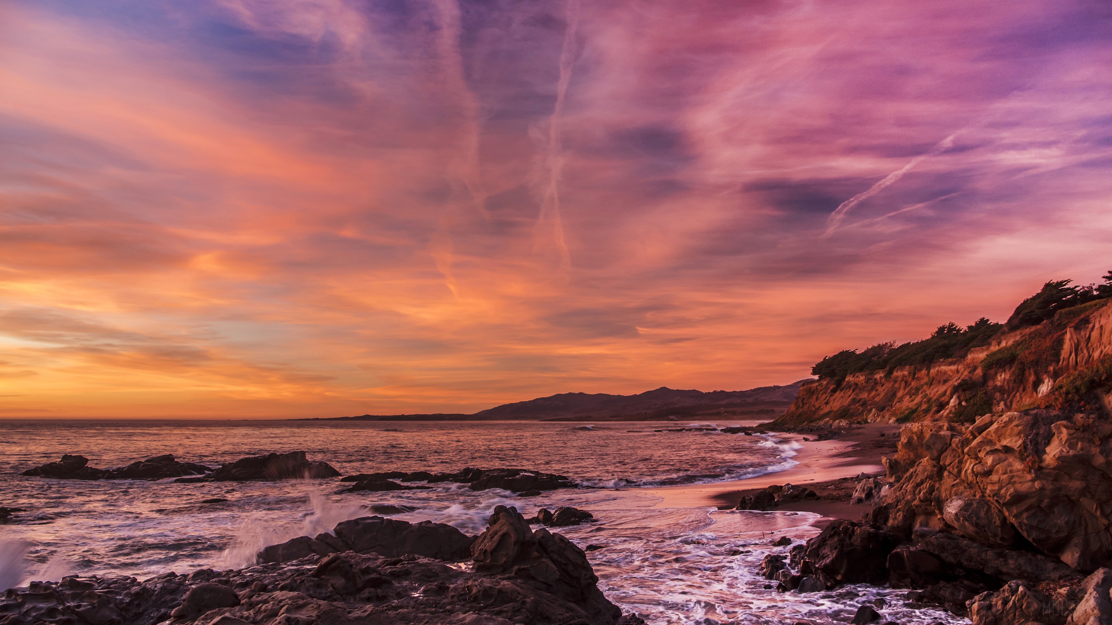 USA Coast Sunrise with Waves 4K HD Wallpaper