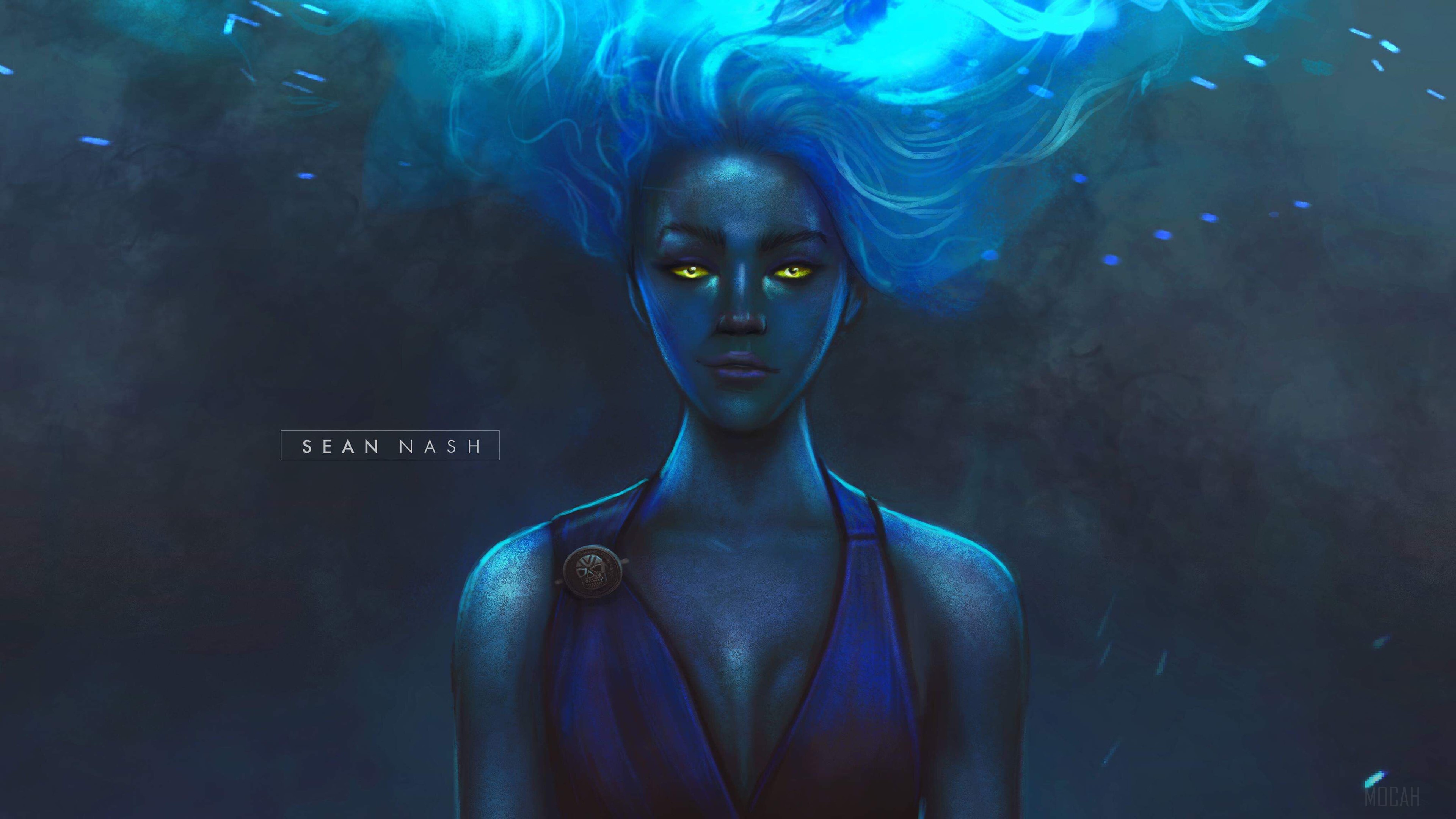 Blue Hair Angel 4K Artwork HD Wallpaper