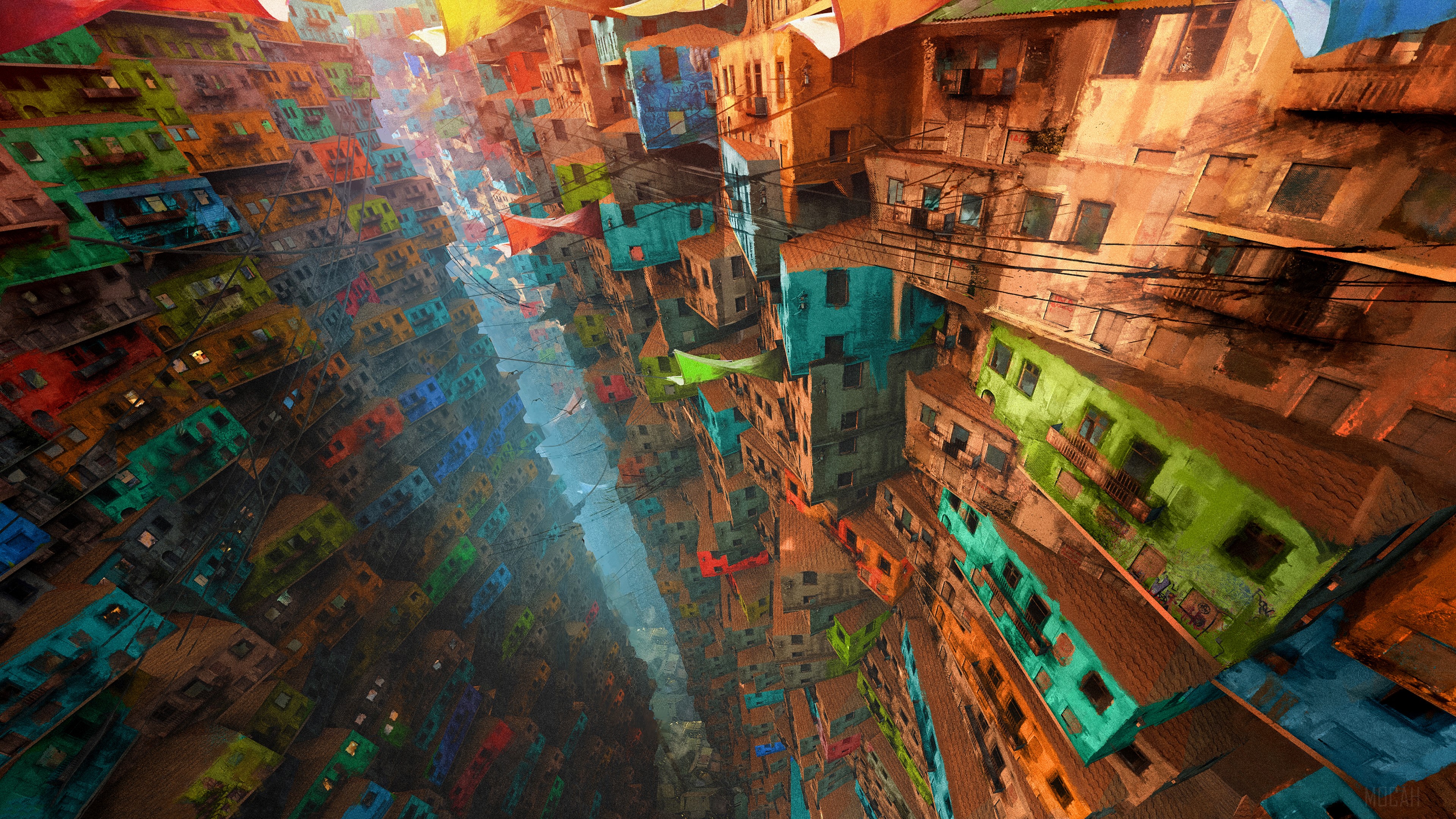 Vertical Village HD Wallpaper