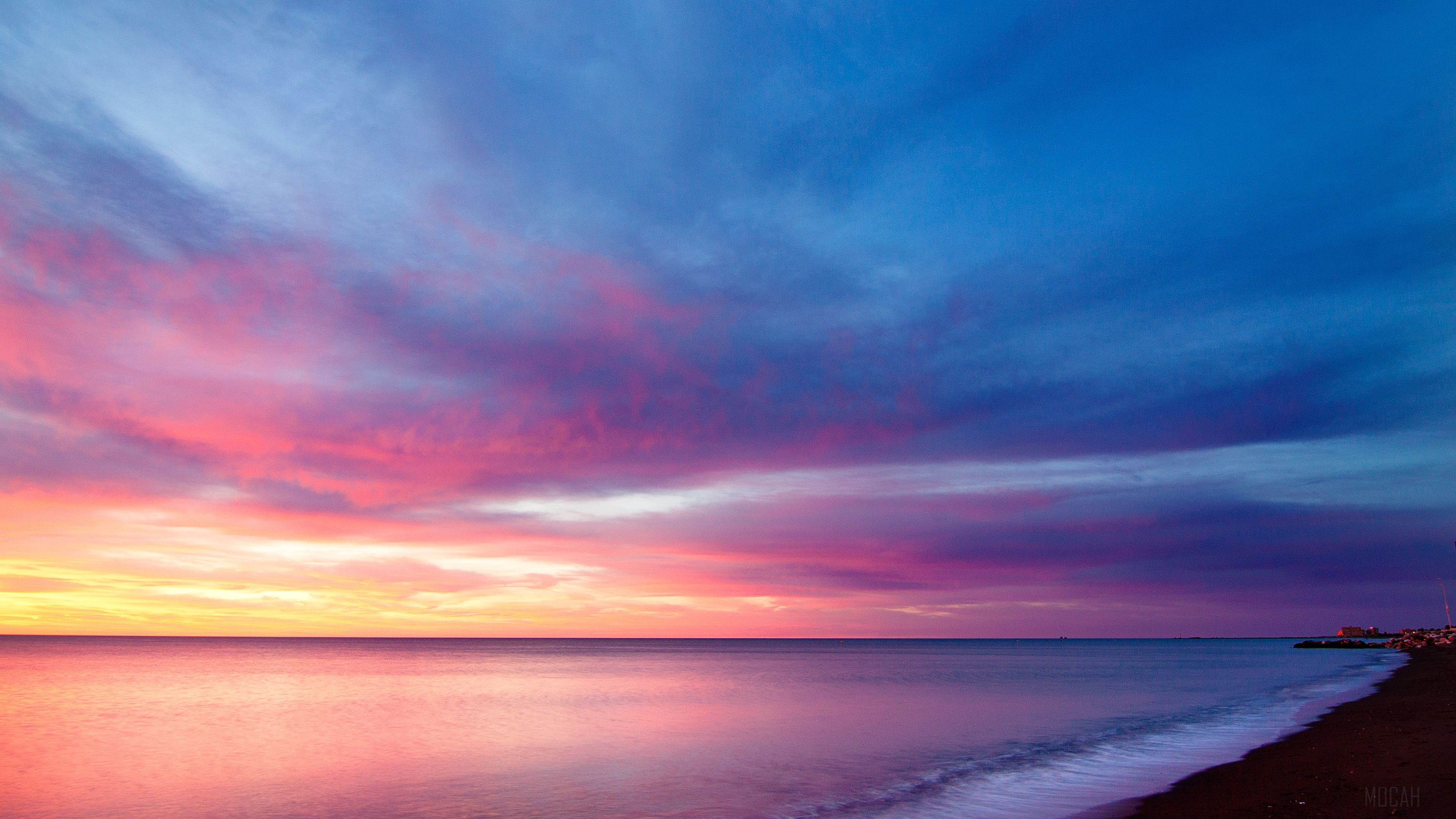 Purple Sky Over Ocean at Sunset 4K HD Wallpaper