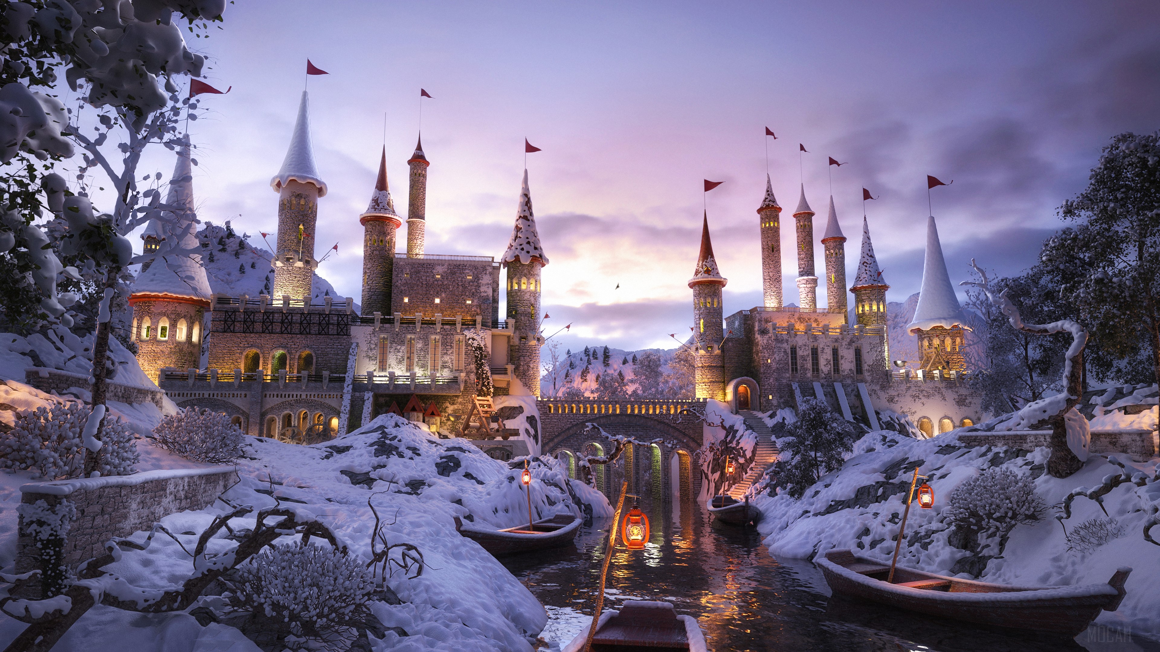 A Castle In Snow HD Wallpaper