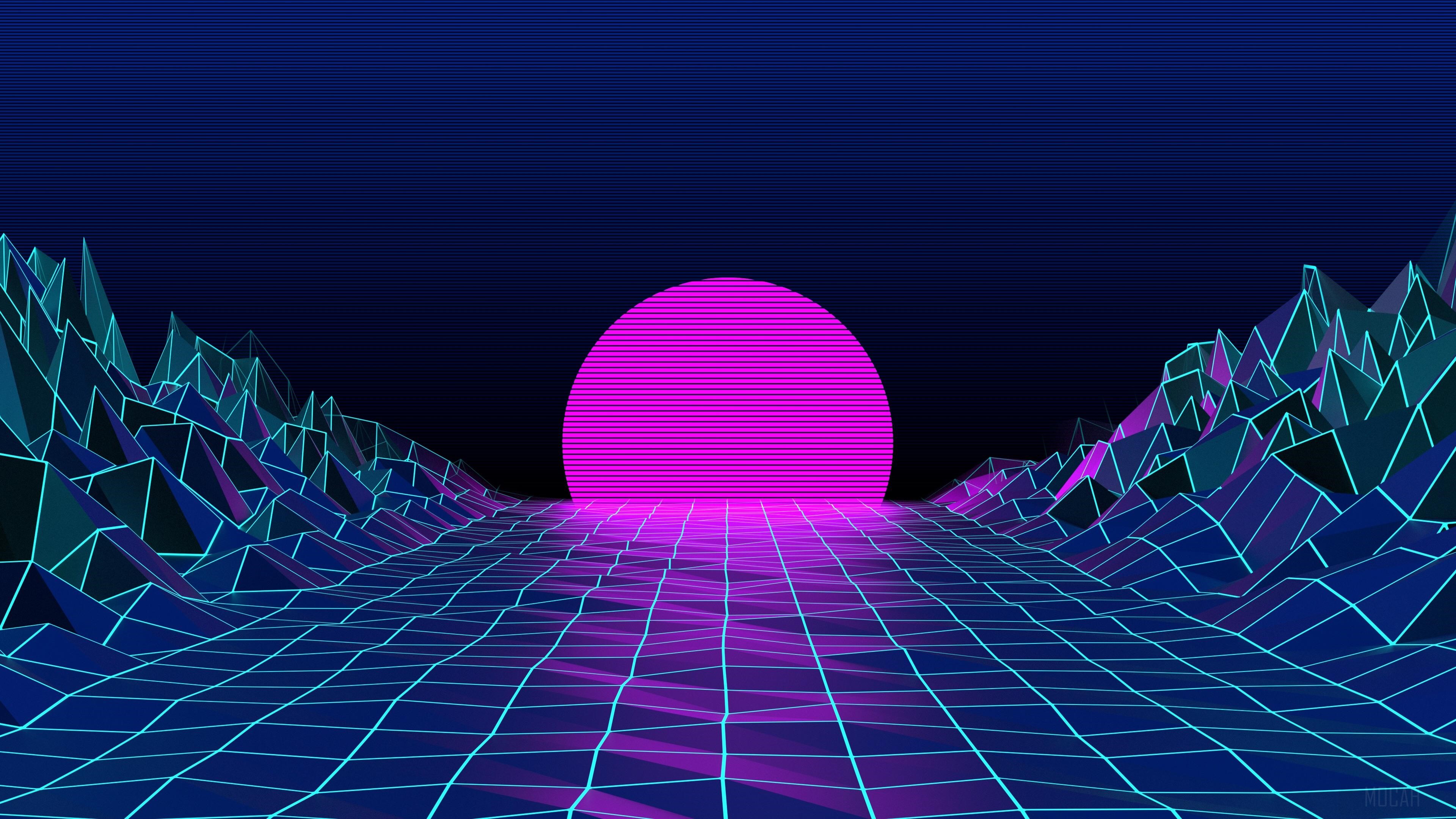 Retrowave Sunrise HD Wallpaper