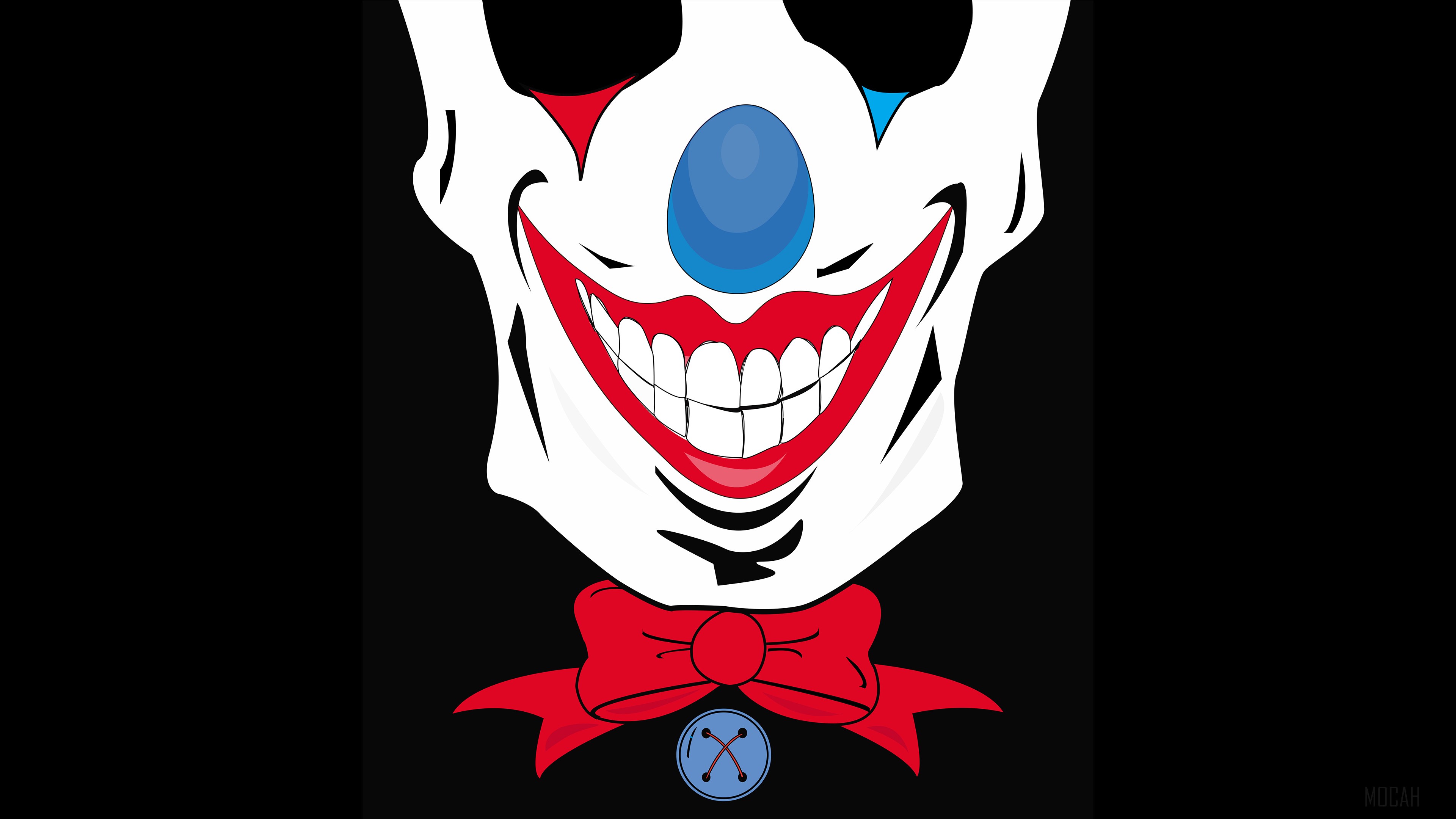 Scary Clown Face Minimalist Dark 4K HD Wallpaper