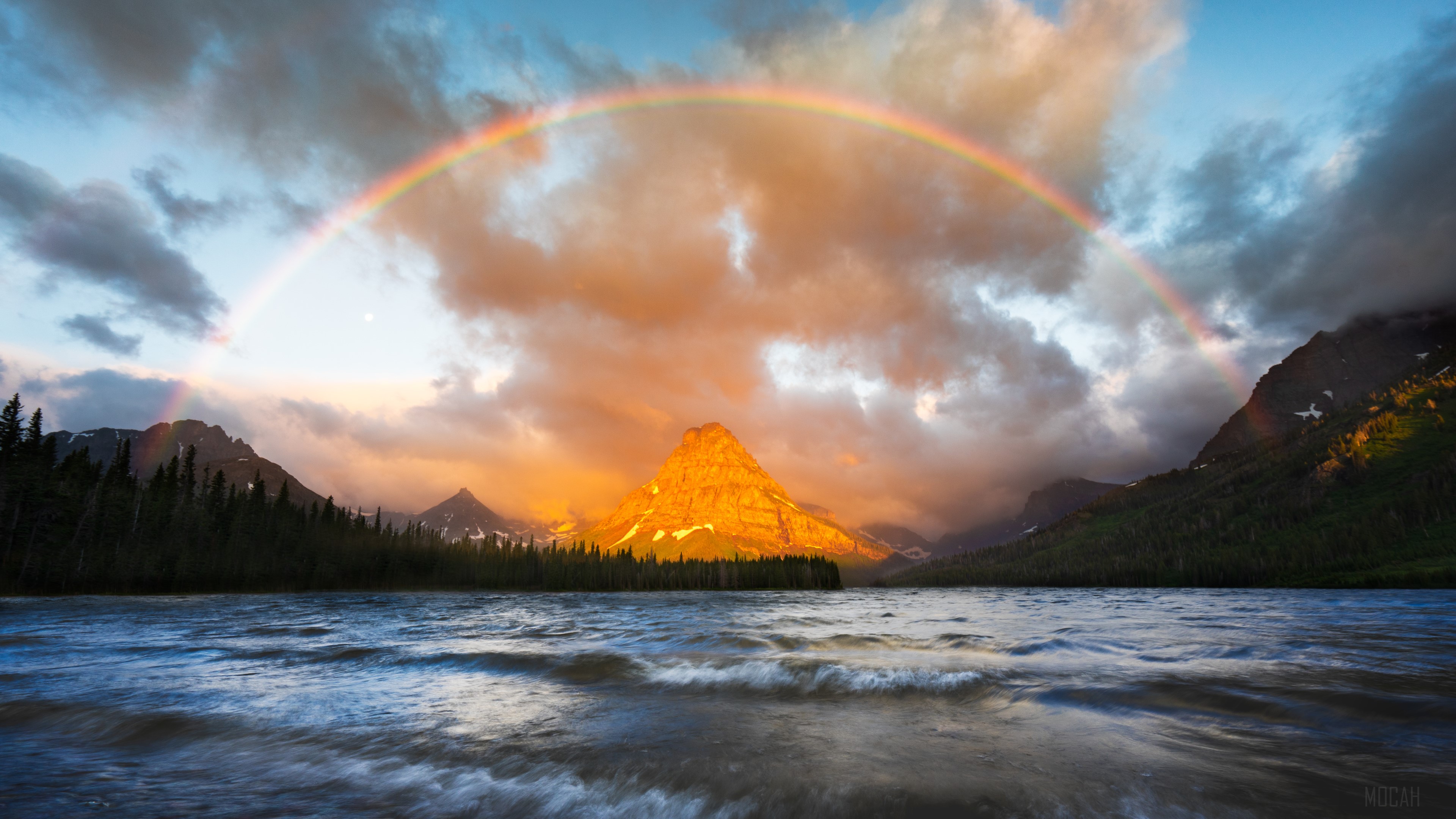 Rainbow over Lake McDonald, Glacier National Park 4K HD Wallpaper