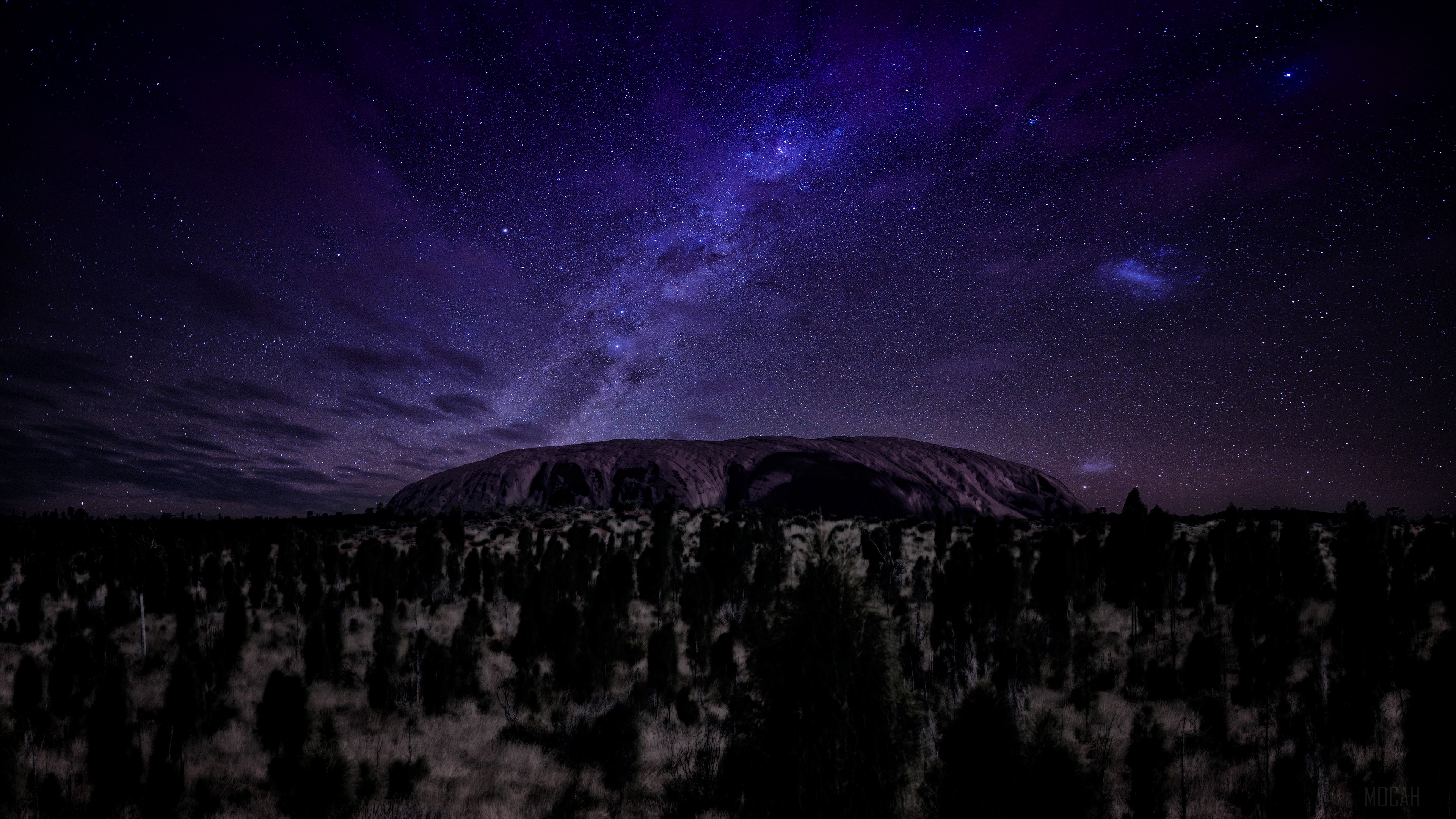 Milky Way over Uluru at Night 4K HD Wallpaper
