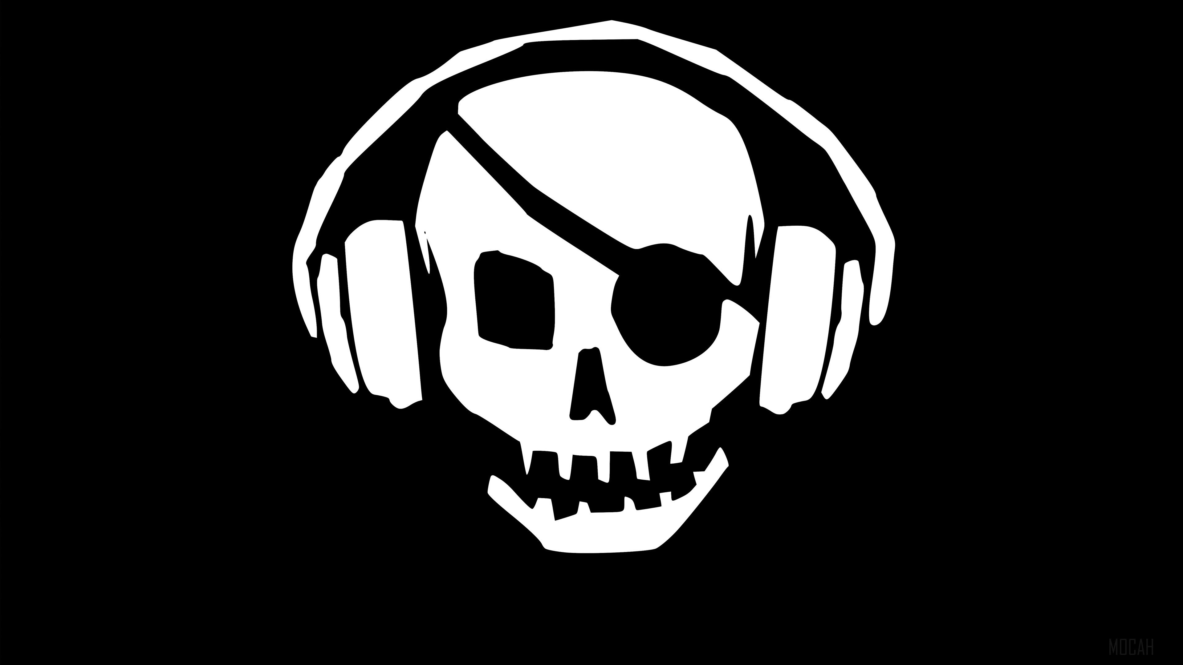 Pirate Skull with Headphones 4K HD Wallpaper