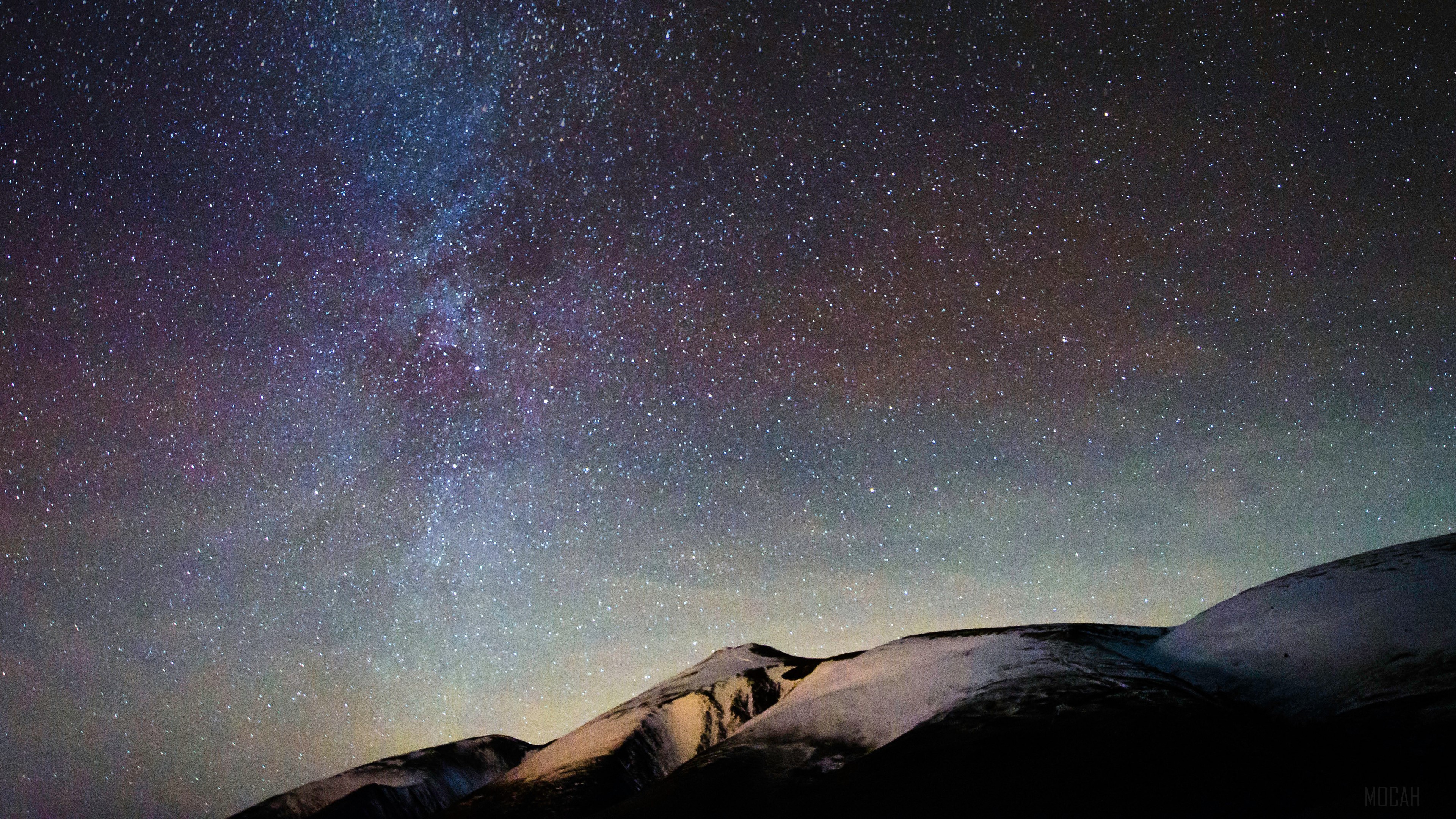 Milky Way Over Snow-Capped Mountains HD Wallpaper