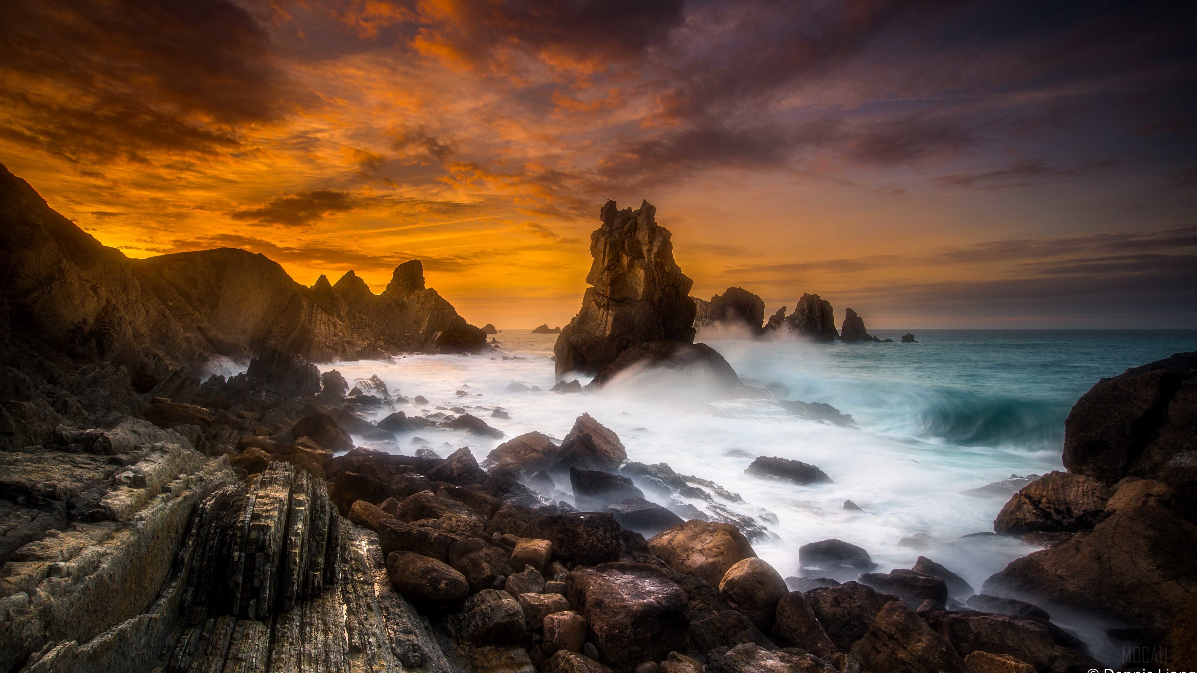 Liencres Spain Dramatic Coastal Sunset 4K HD Wallpaper