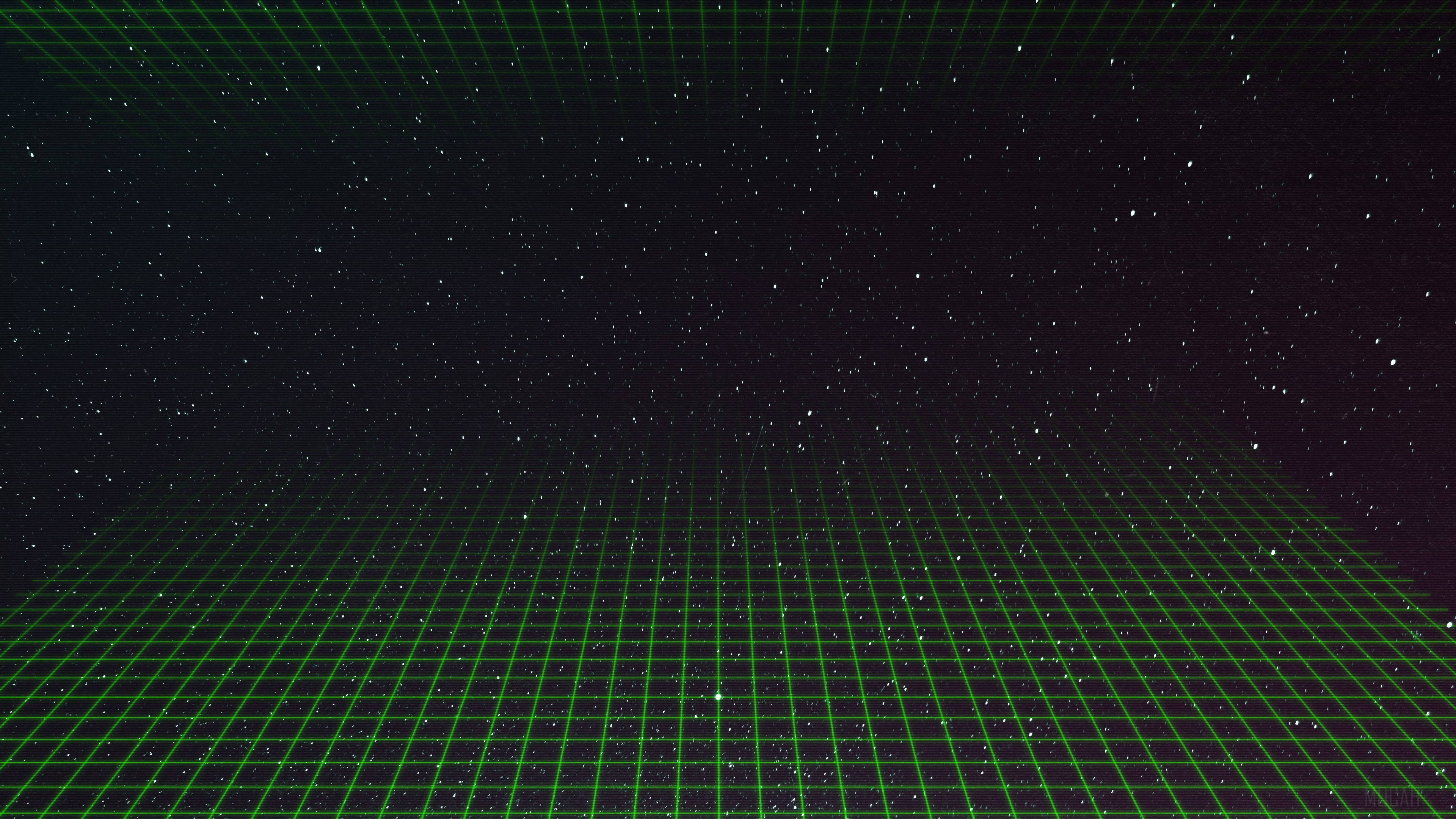 Neon Grid in Starry Night Sky 4K HD Wallpaper