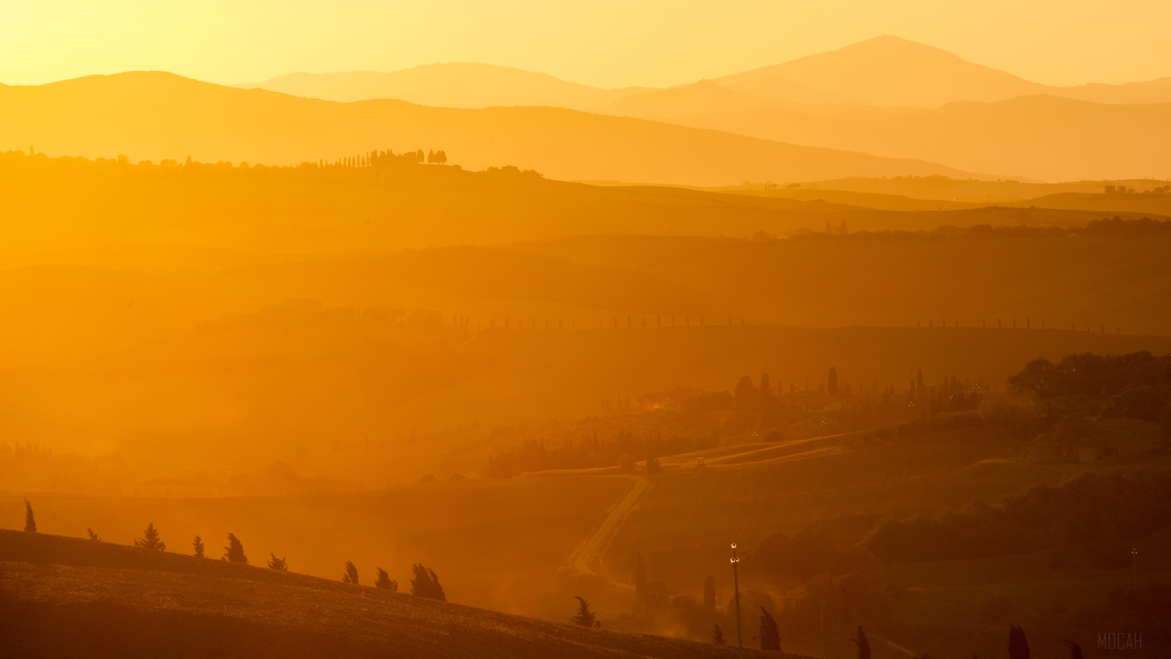 Misty Mountain Landscape at Sunset 4K HD Wallpaper