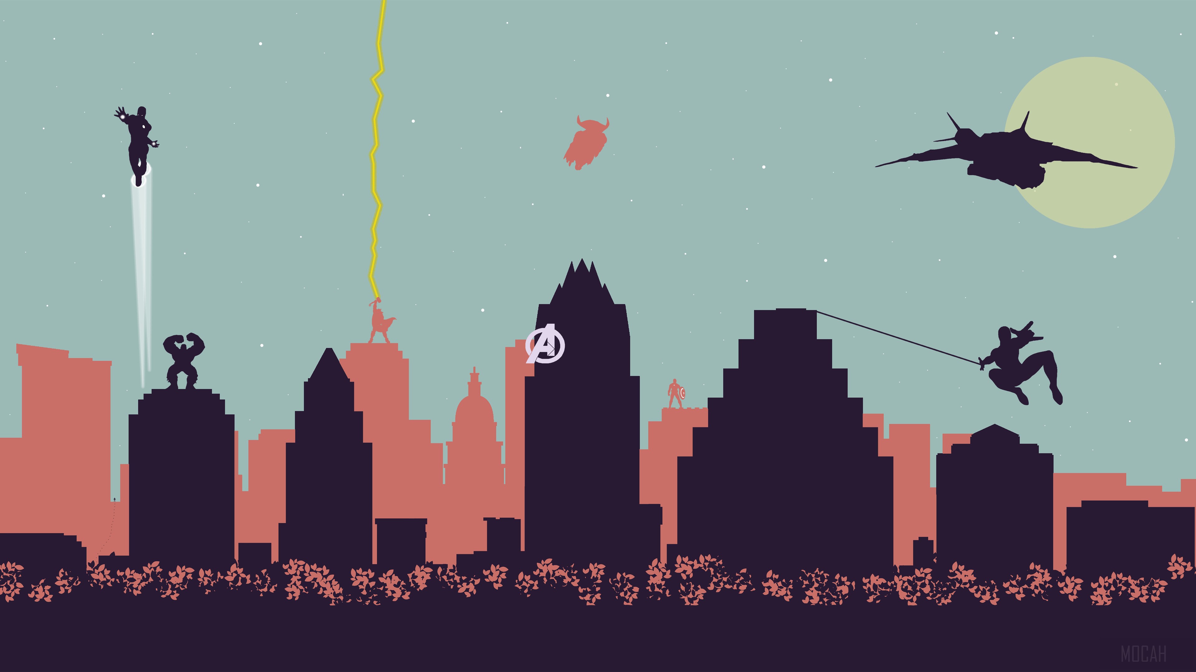 Avengers Skyline Silhouette 4K HD Wallpaper