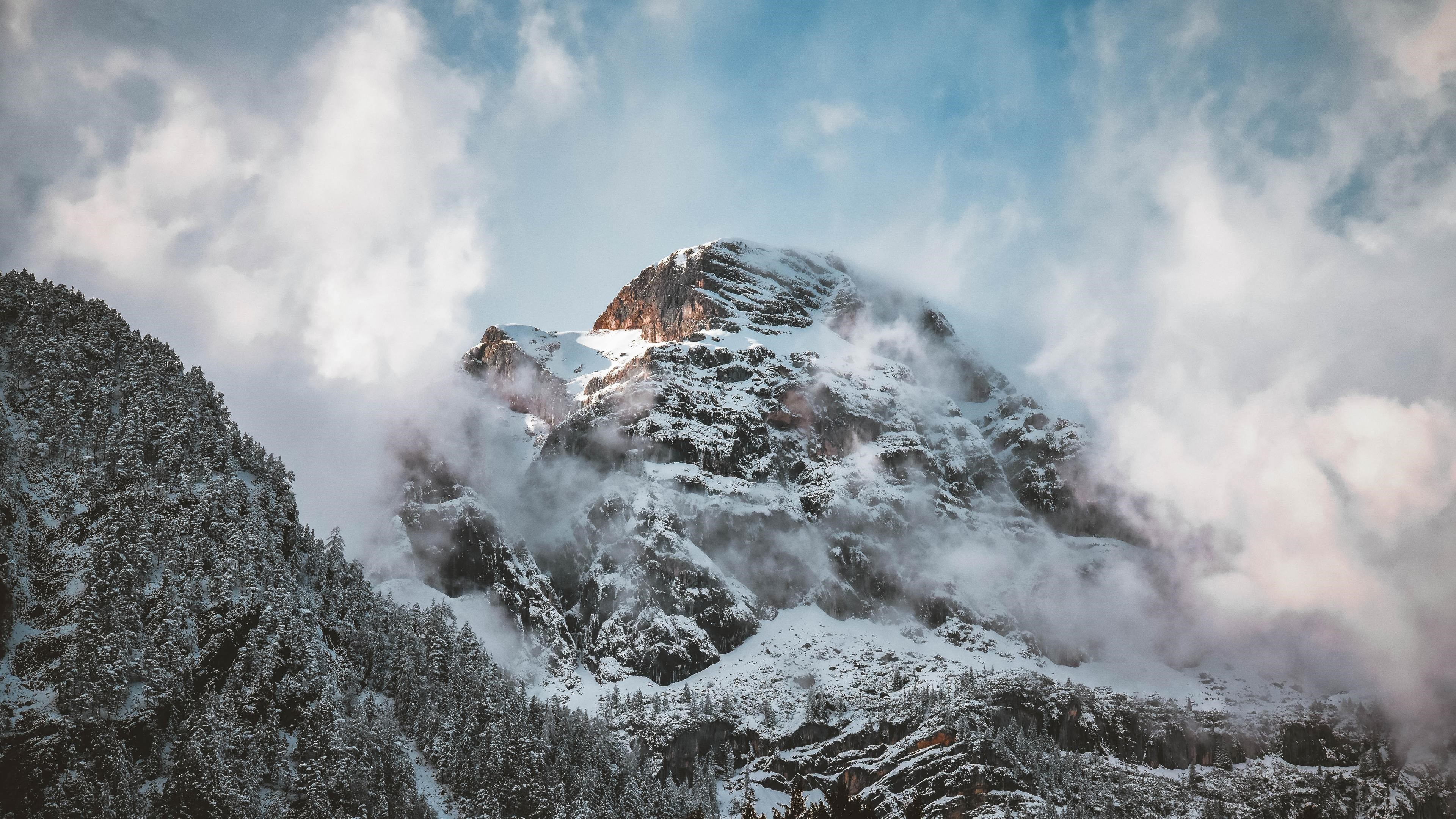 Snow Covered Mountain Peak HD Wallpaper