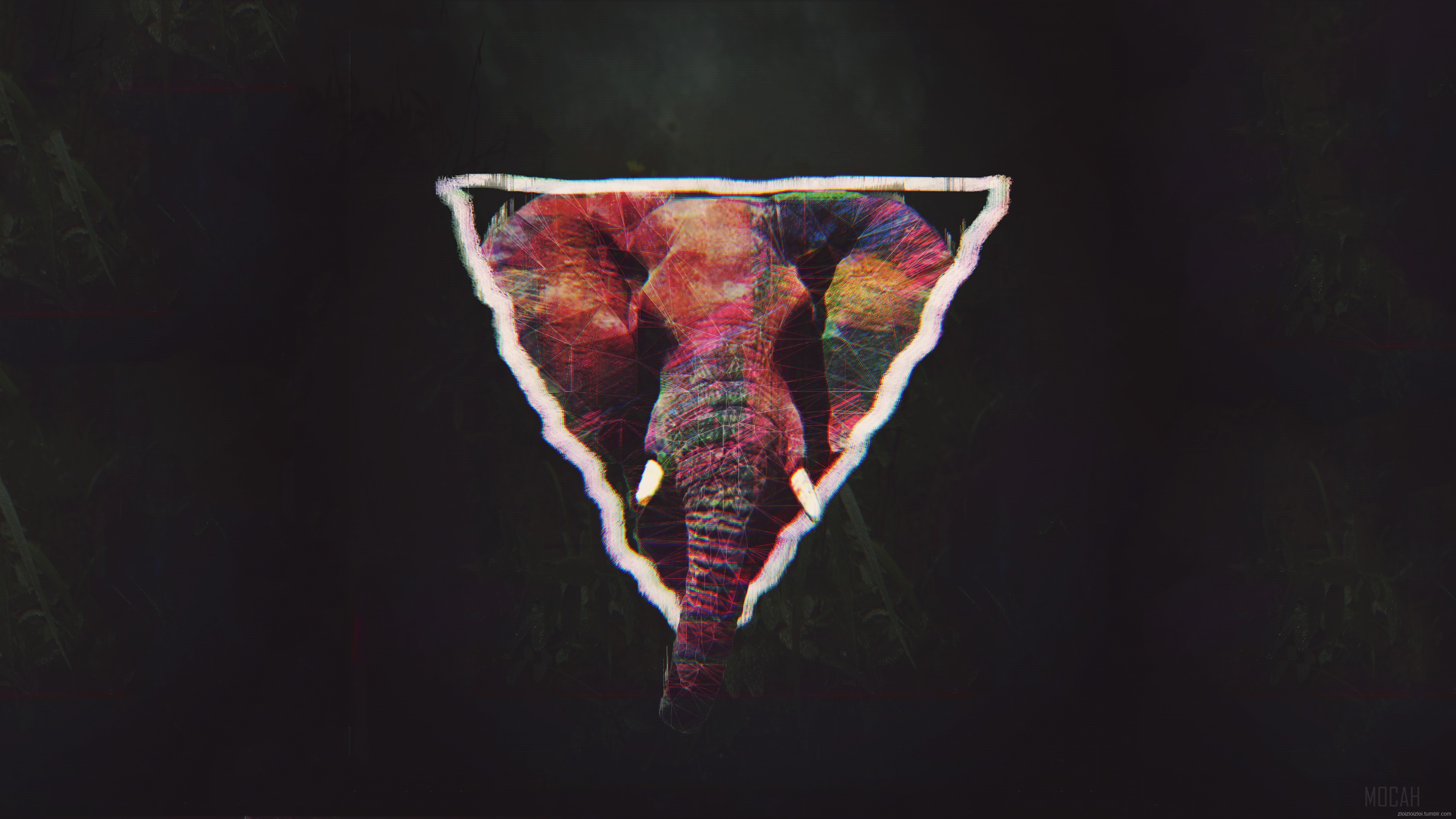 Glitch Elephant Art HD Wallpaper