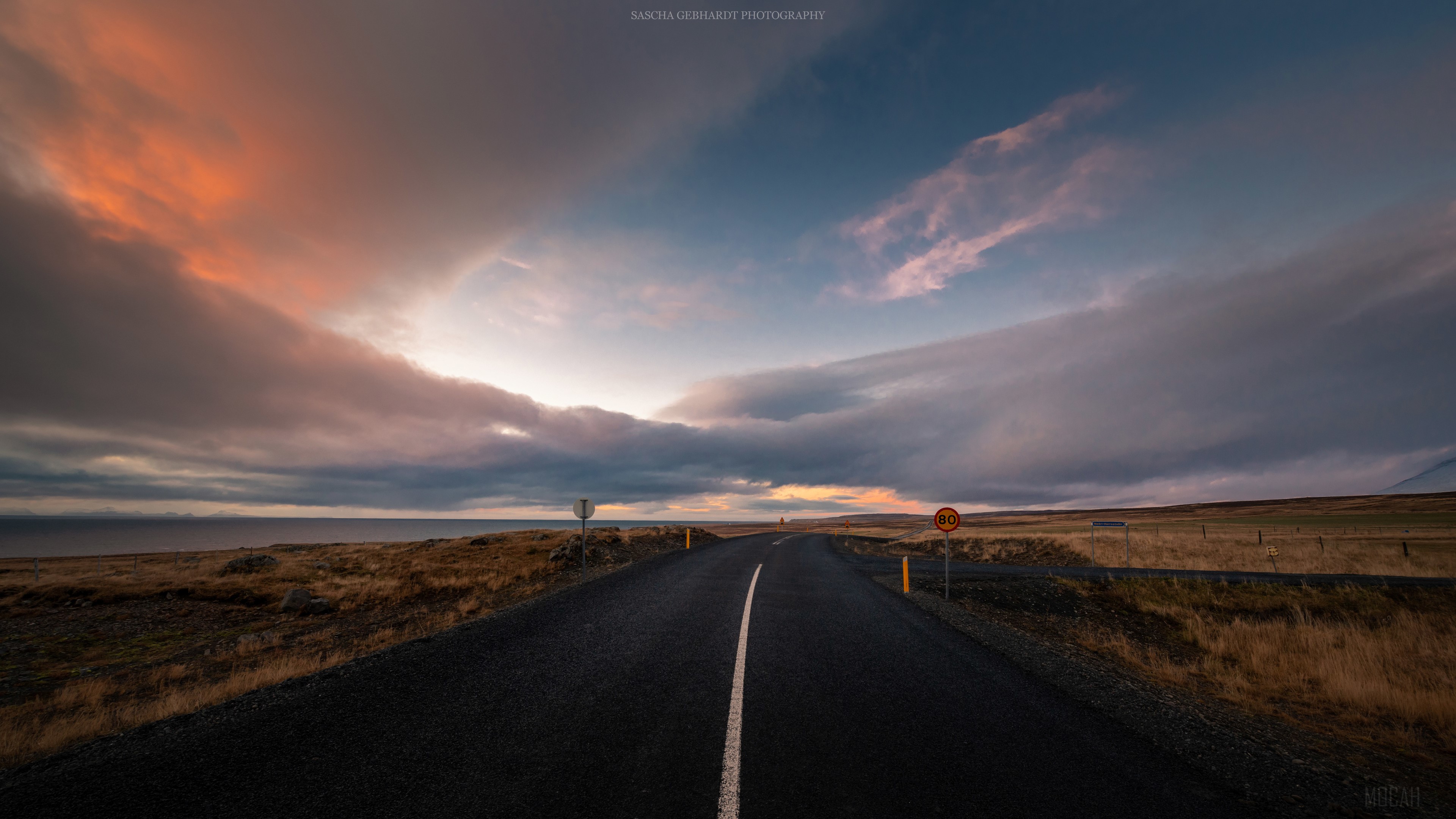 Road in Iceland during sunset 4K HD Wallpaper