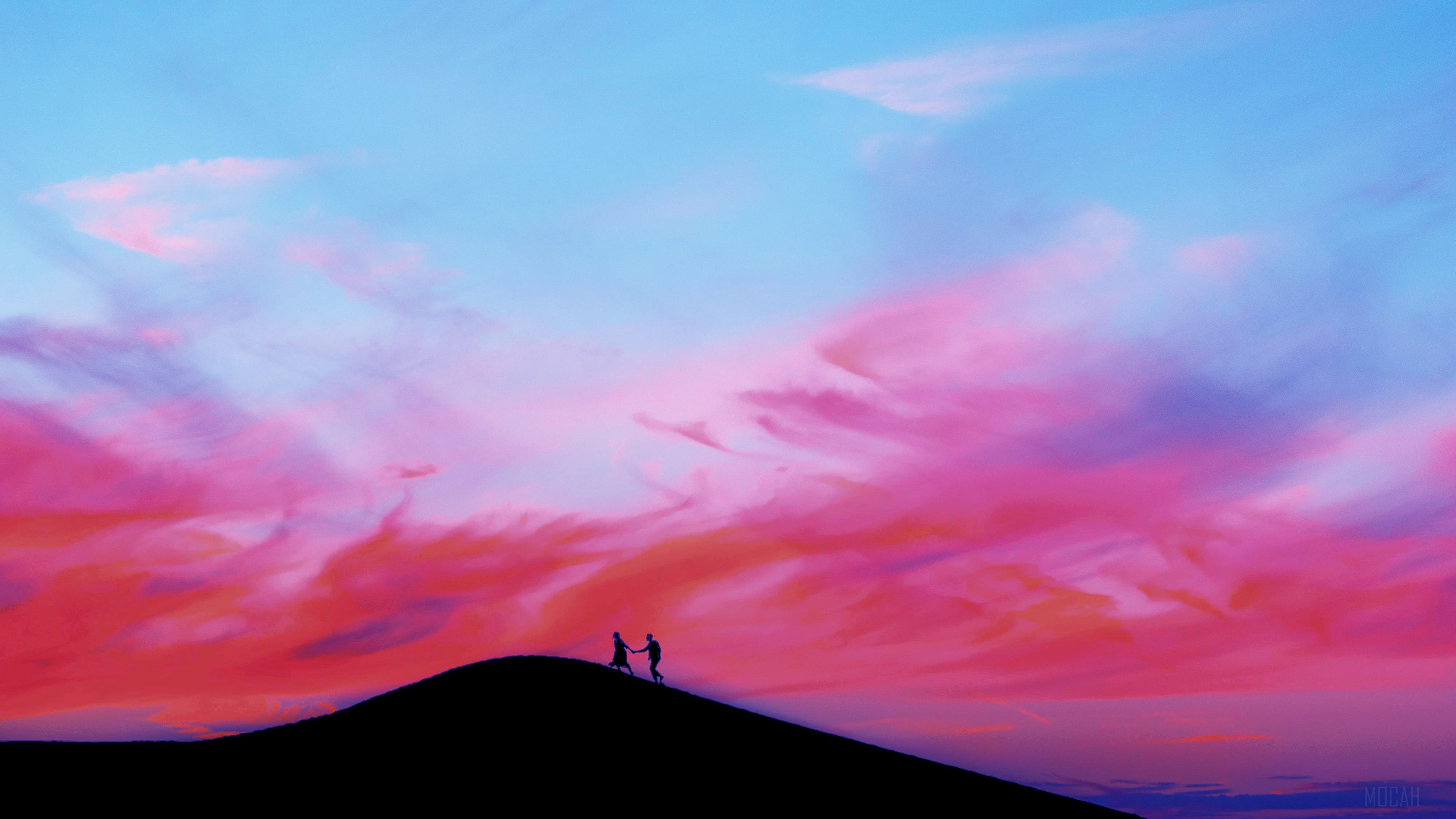 Couple Walking Over Mountain 4K HD Wallpaper