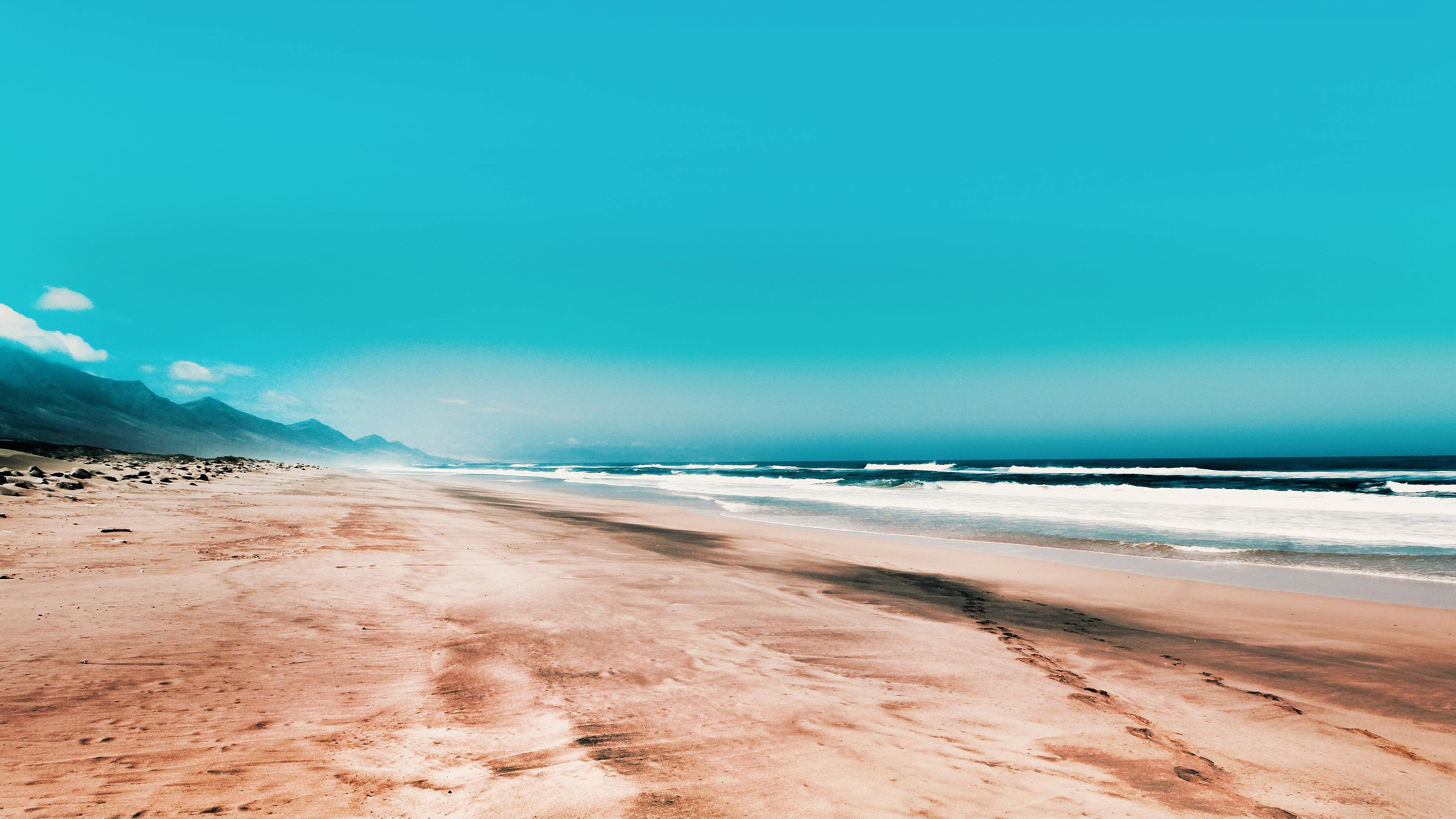Seashore Under Clear Blue Sky HD Wallpaper