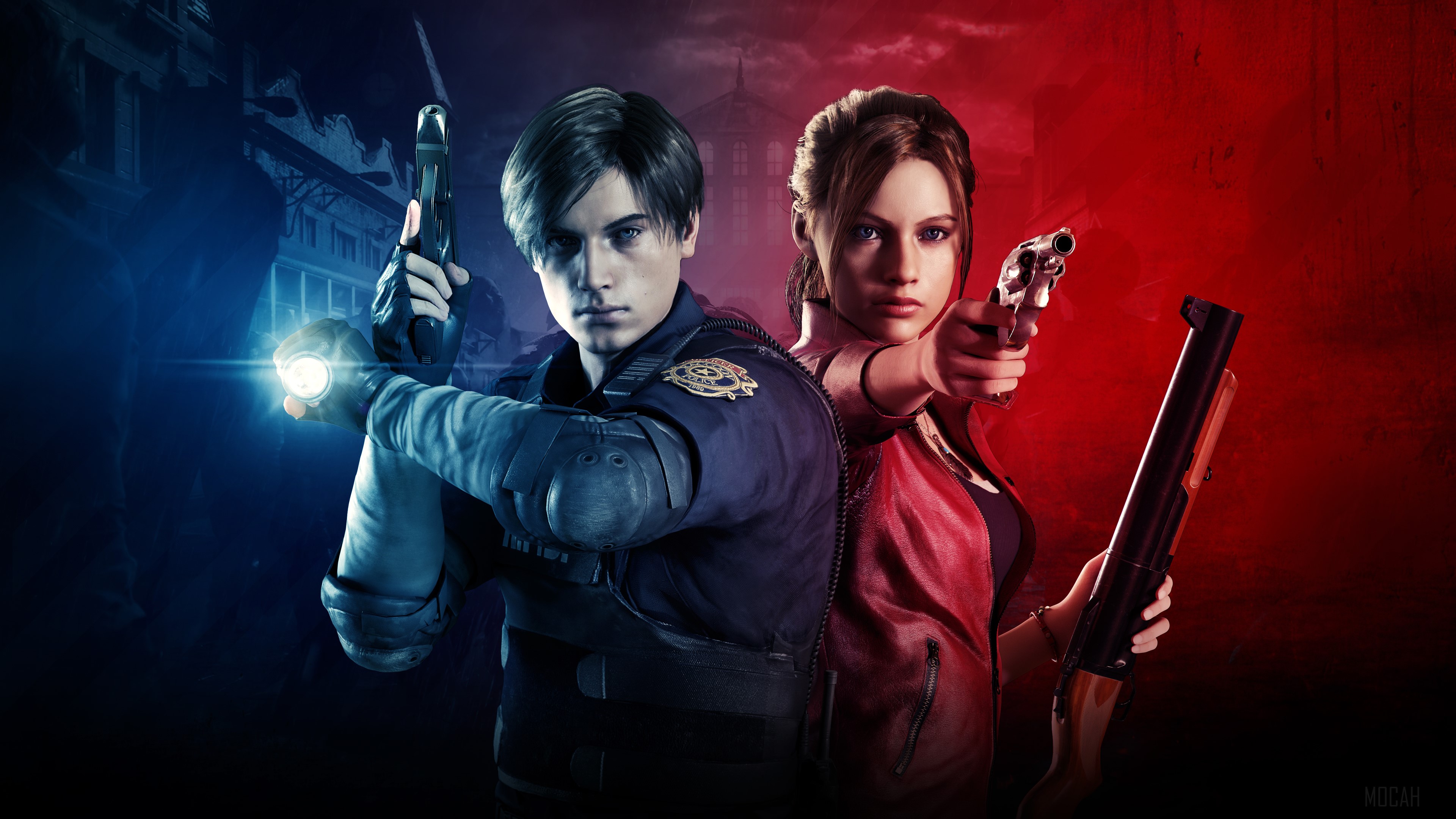 Claire Redfield and Leon S. Kennedy from Resident Evil 2 4K HD Wallpaper
