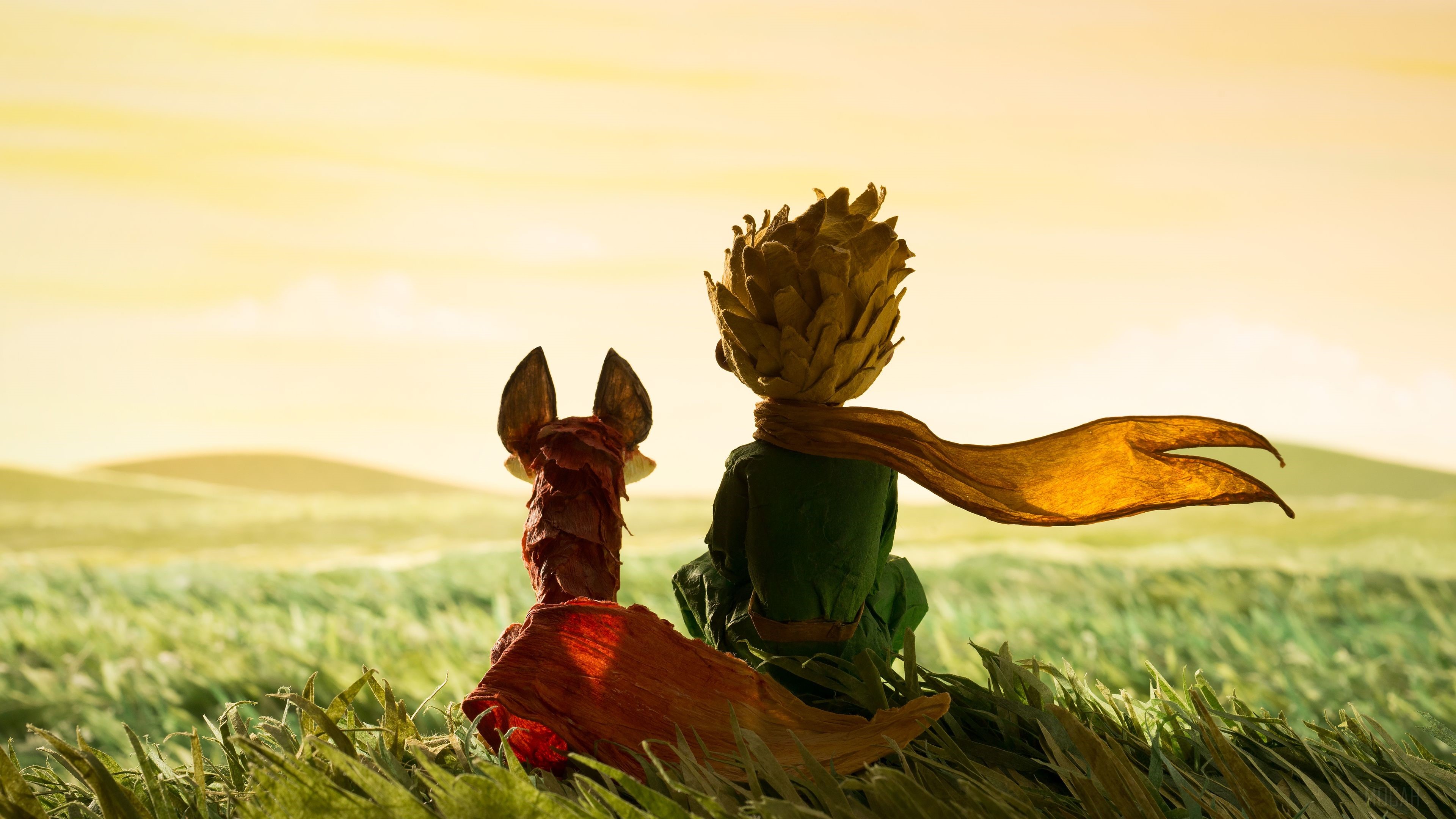 The Little Prince and Fox in field 4K HD Wallpaper