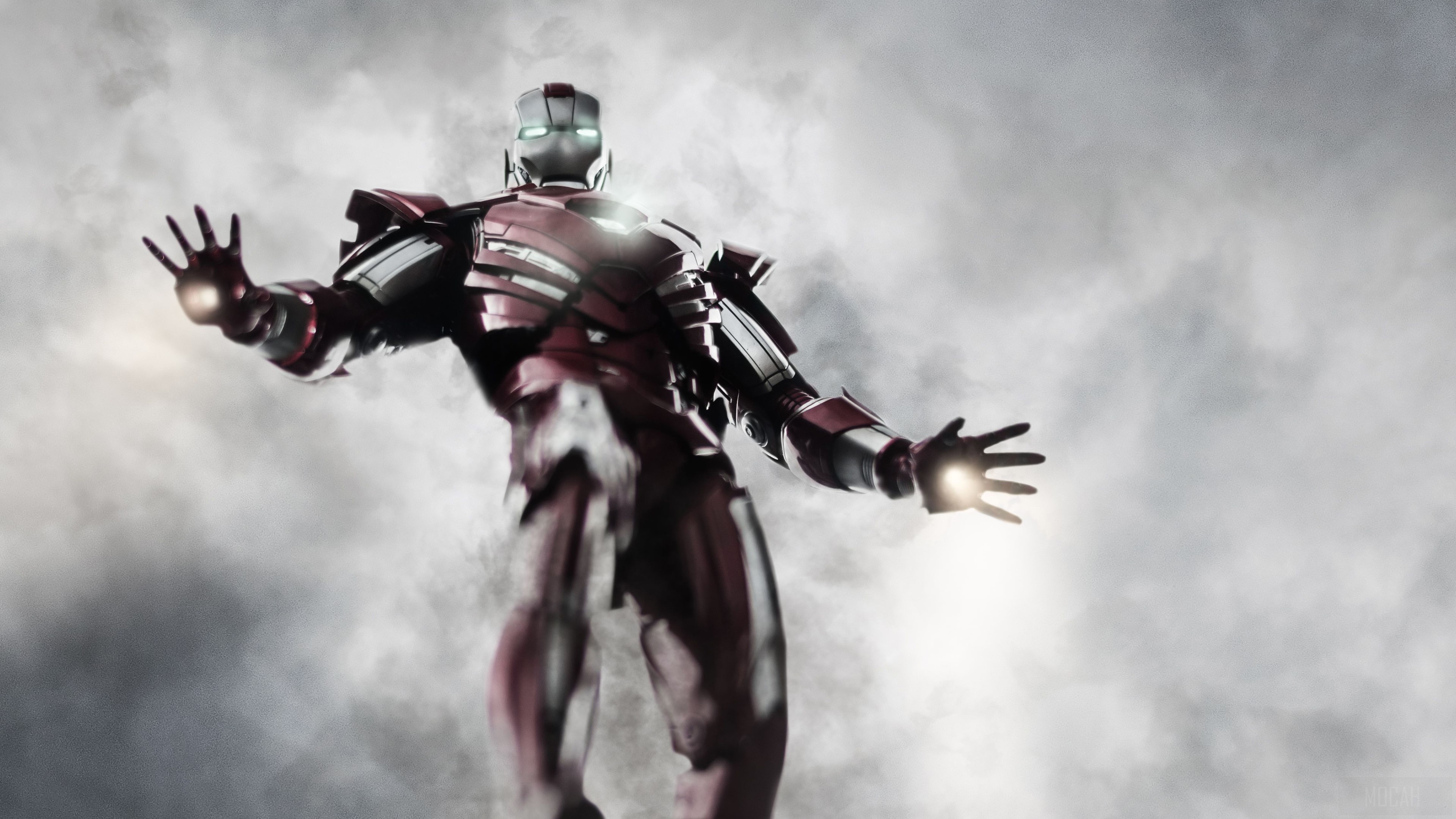 Iron Man in red and silver suit HD Wallpaper