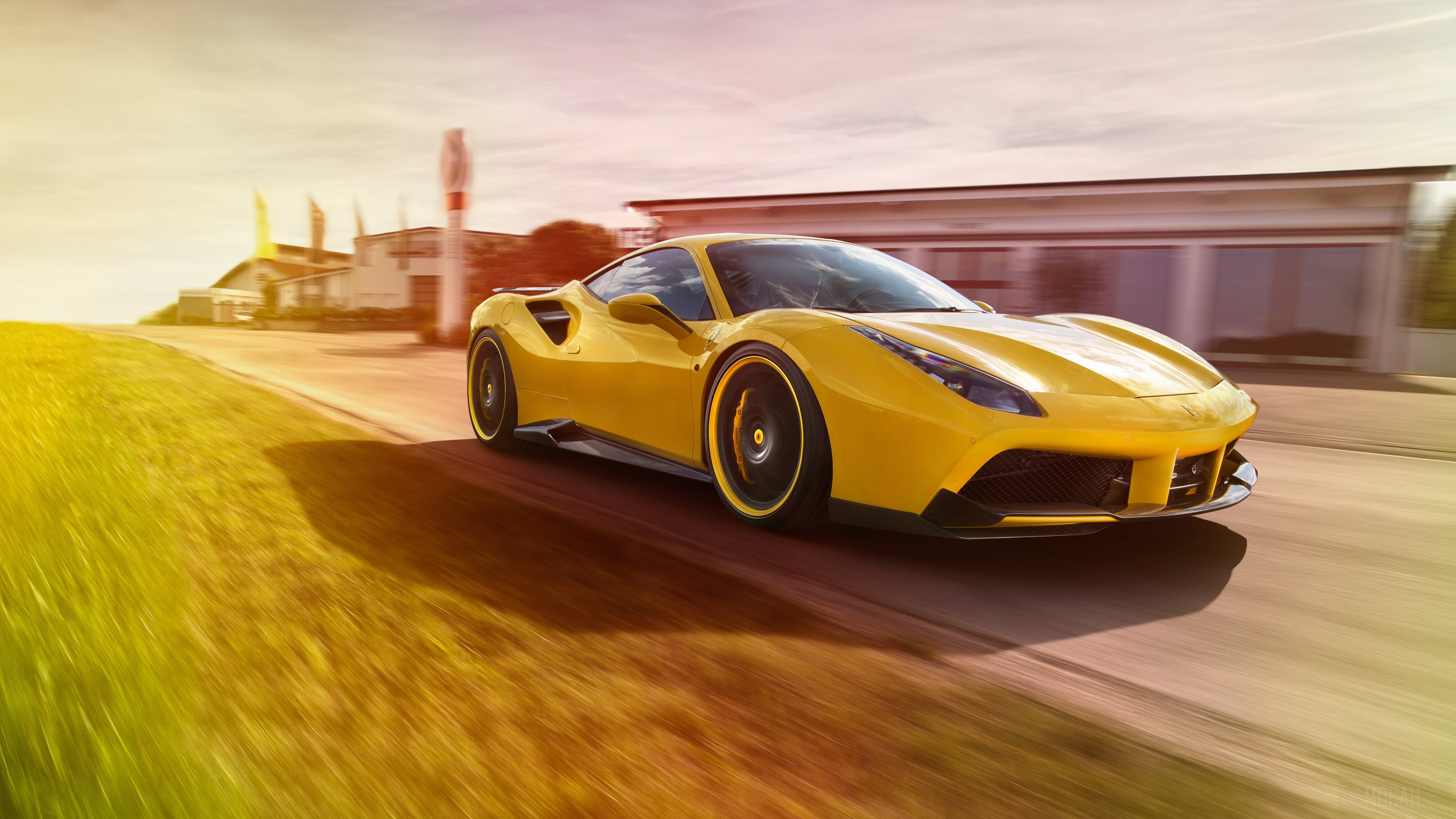 Yellow Ferrari 488 GTB by Novitec Rosso 4K HD Wallpaper