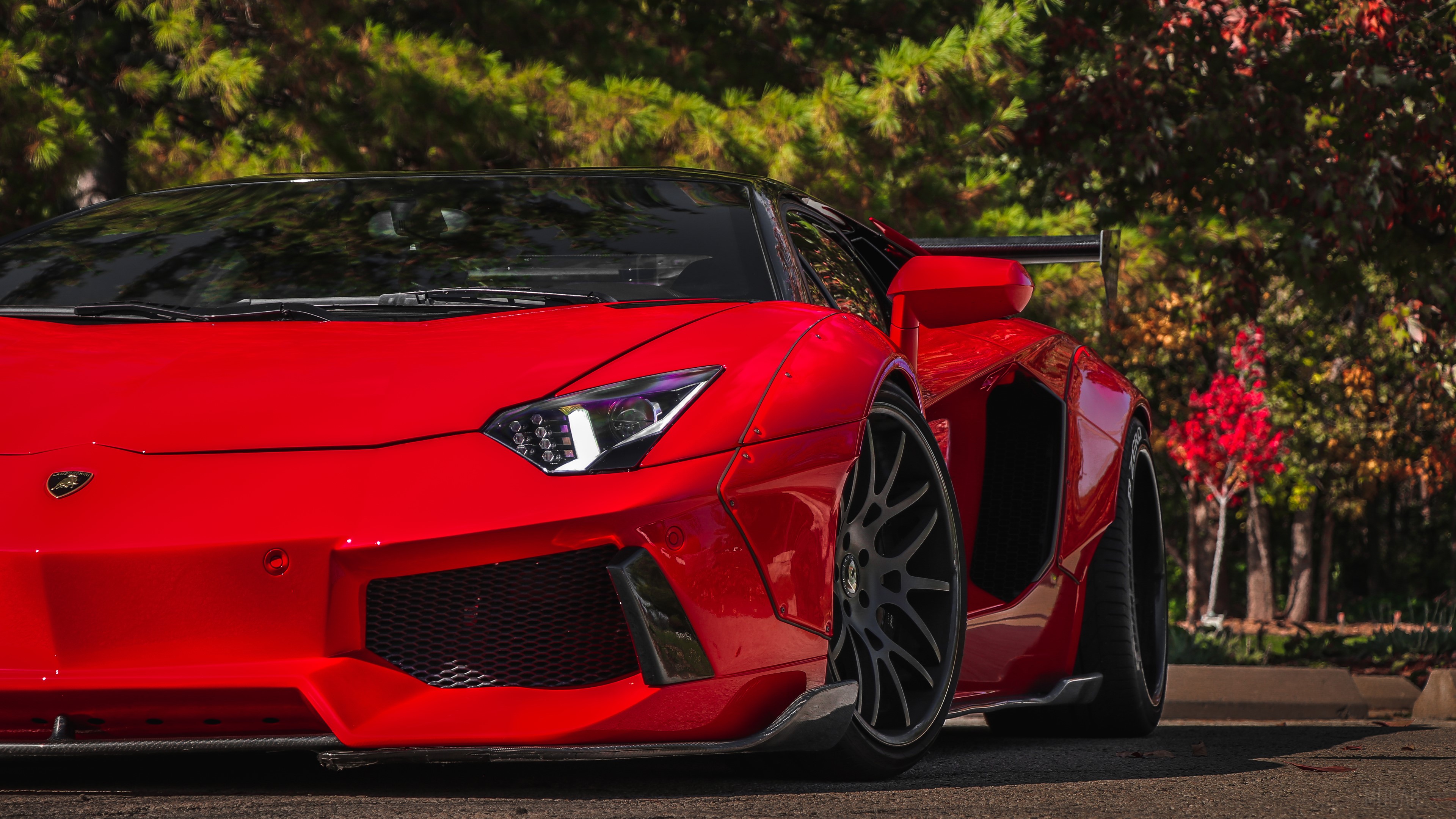 Red Lamborghini Aventador HD Wallpaper
