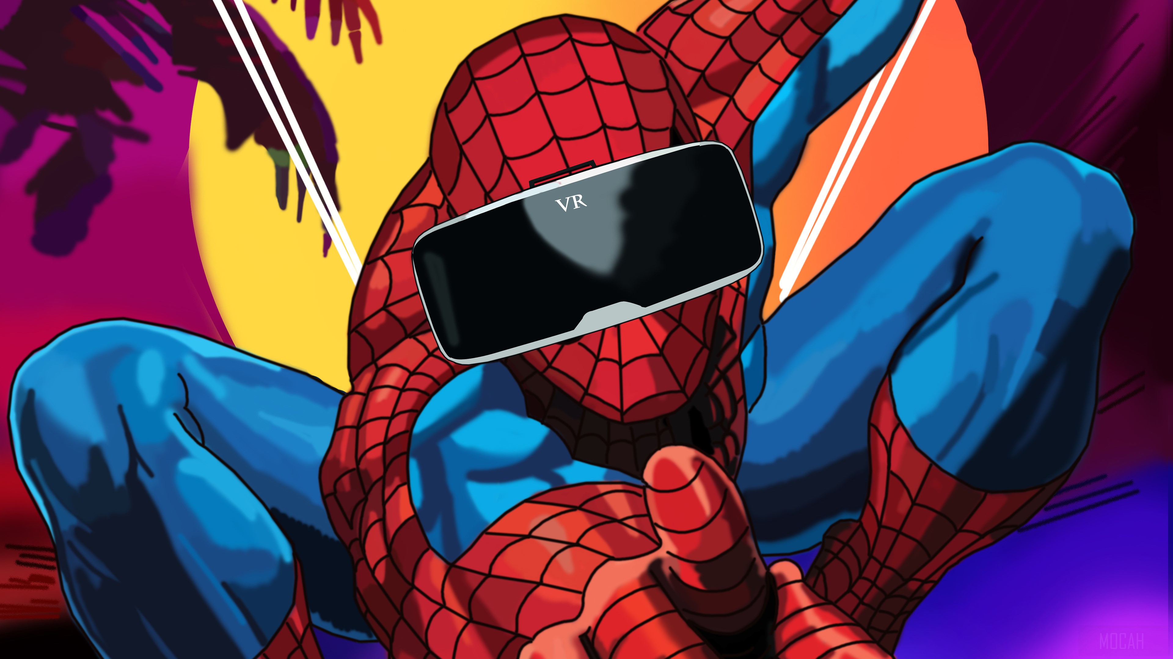 Spiderman Using VR Headset HD Wallpaper