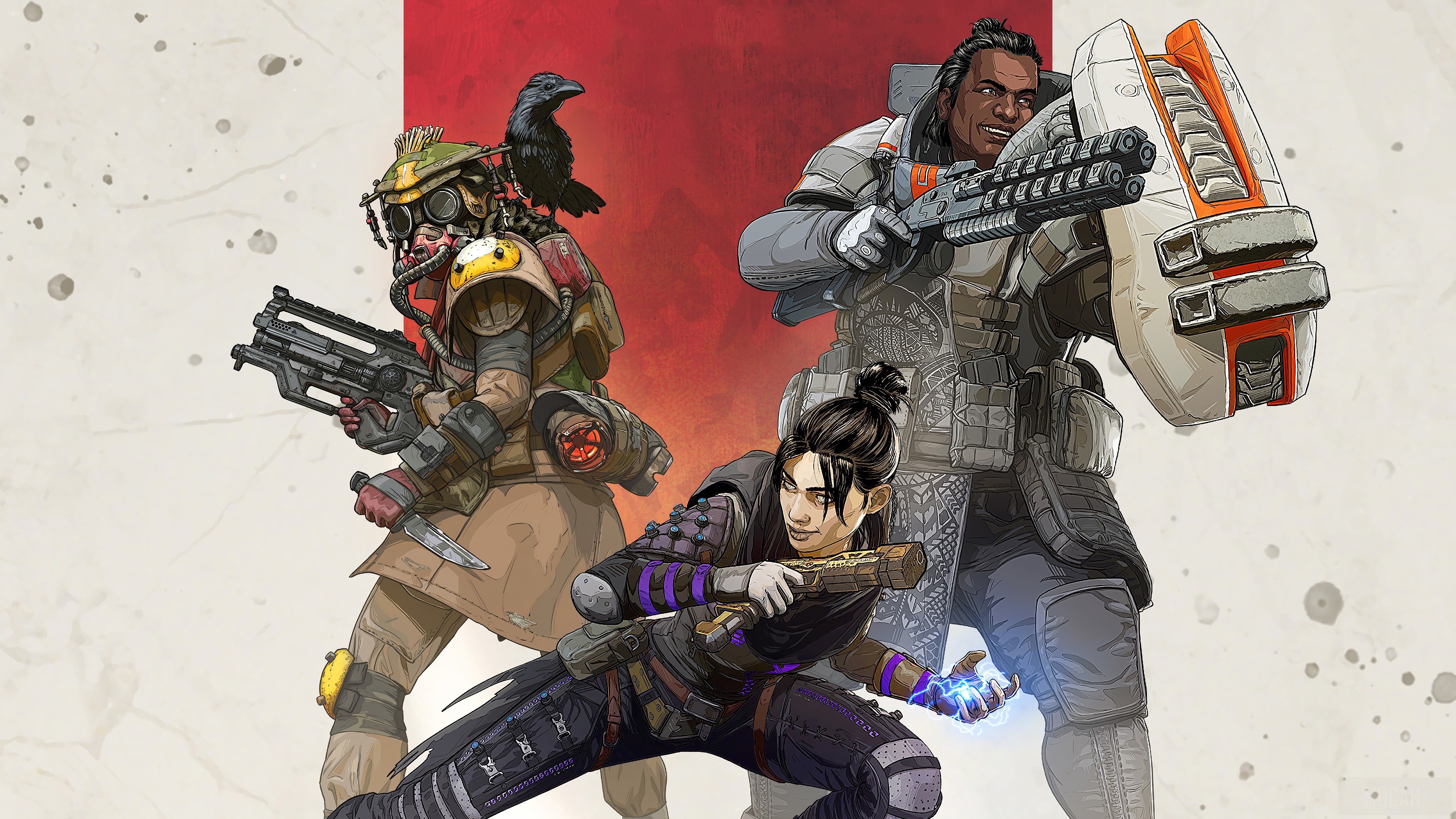 Apex Legends characters Bloodhound, Wraith, and Gibraltar 4K HD Wallpaper