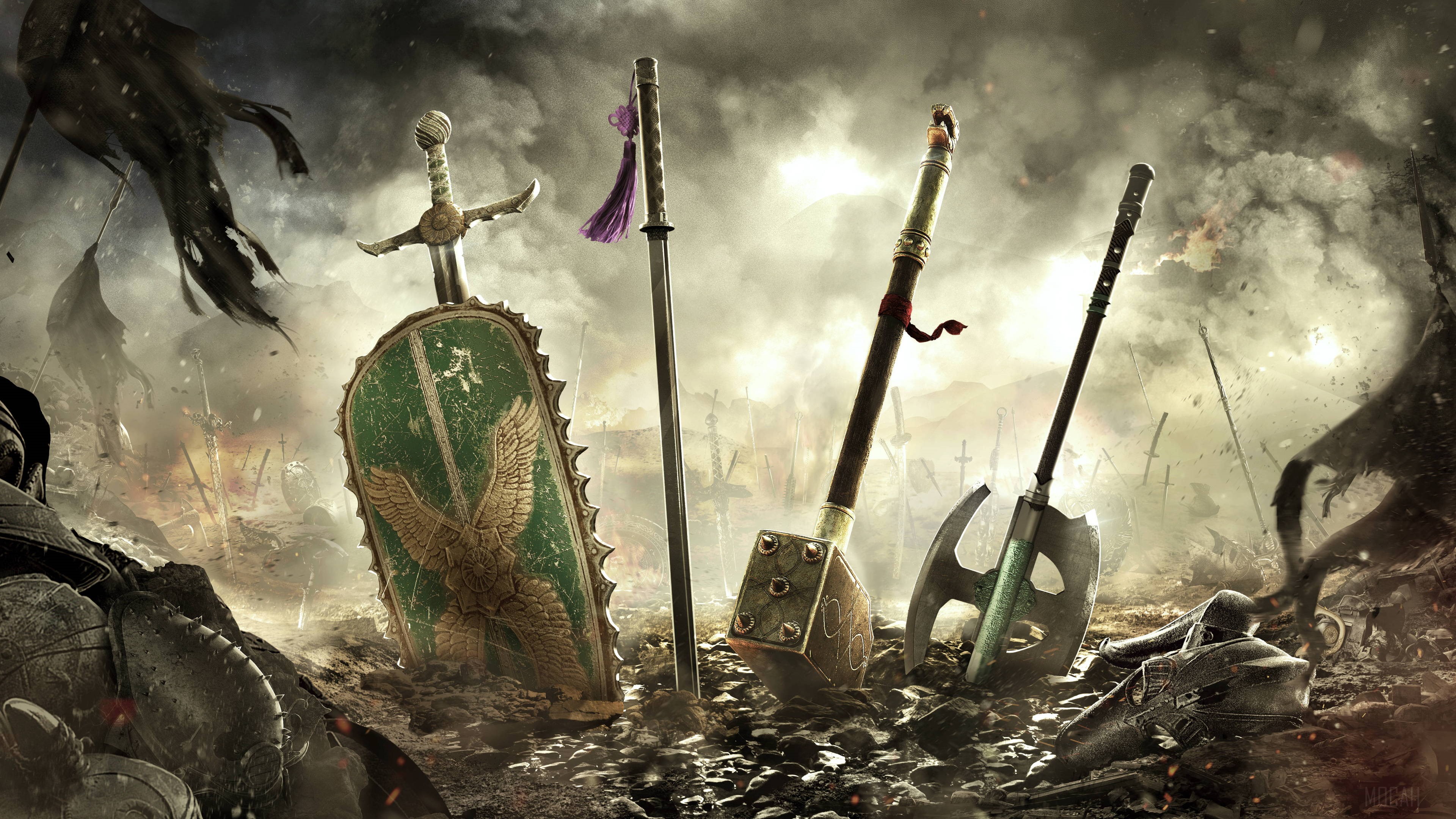 Weapons and armor from For Honor 4K HD Wallpaper