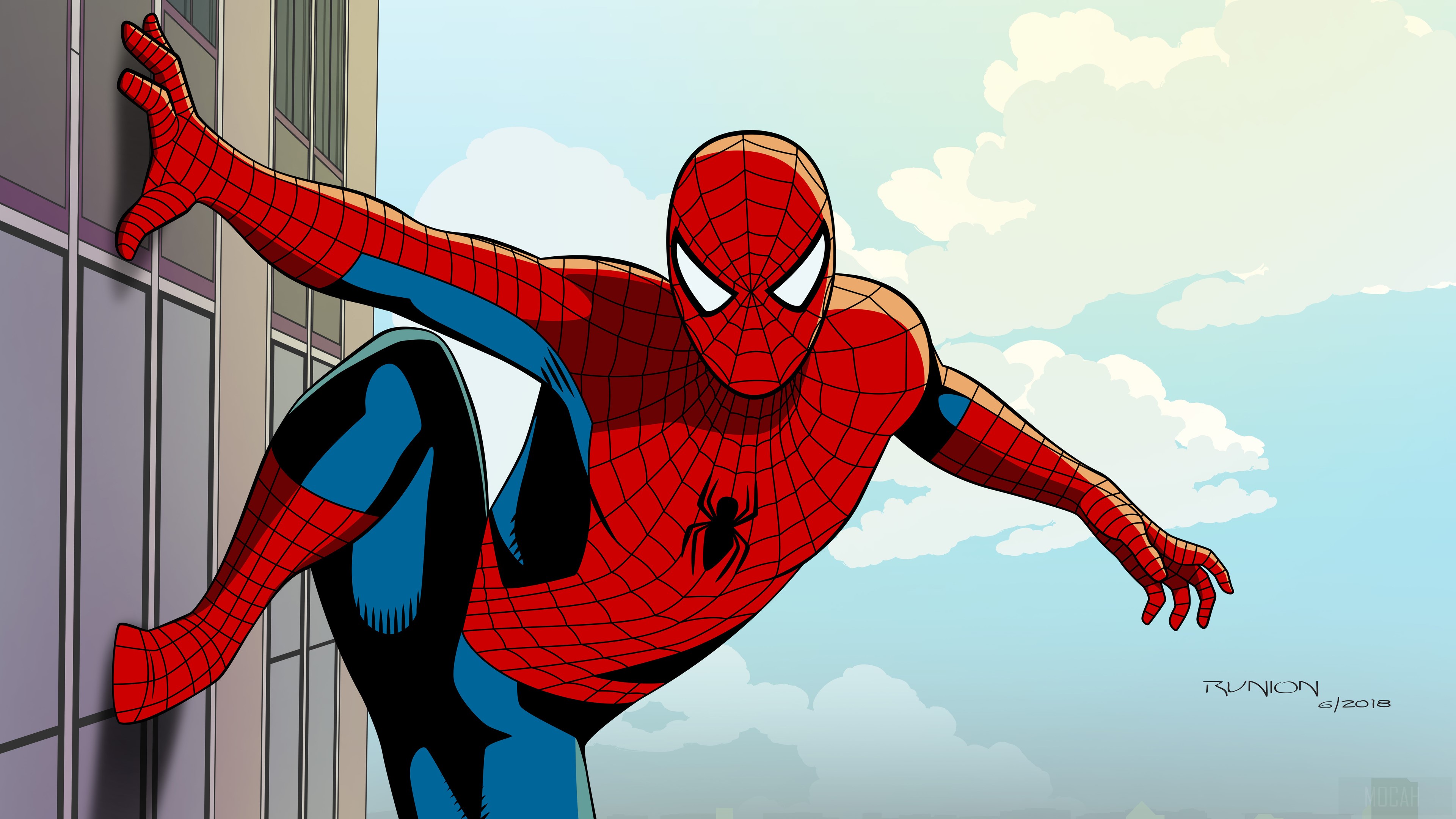 Spider-Man on a Building HD Wallpaper