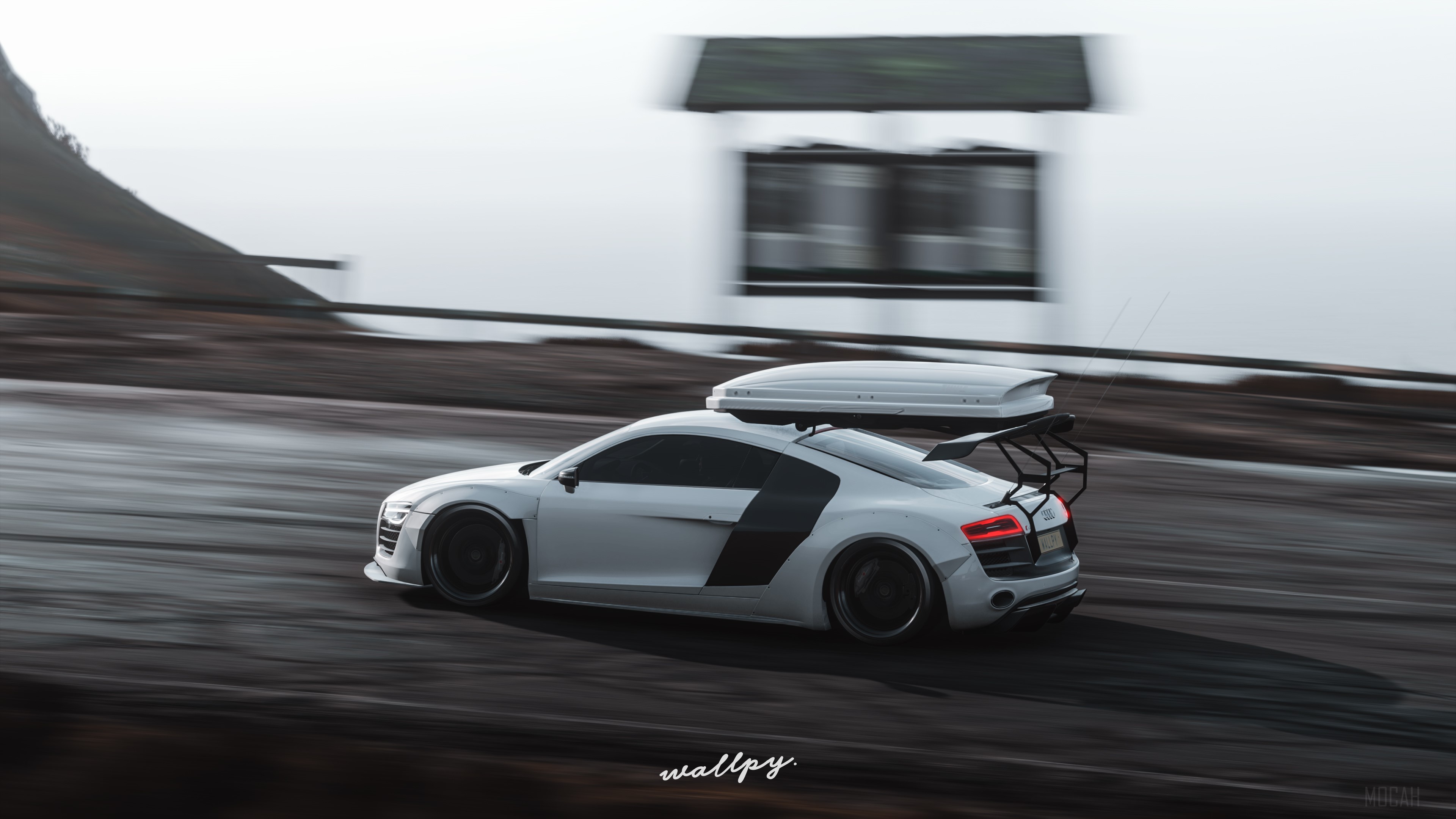 Audi R8 with roof box and spoiler in Forza Horizon 4 HD Wallpaper