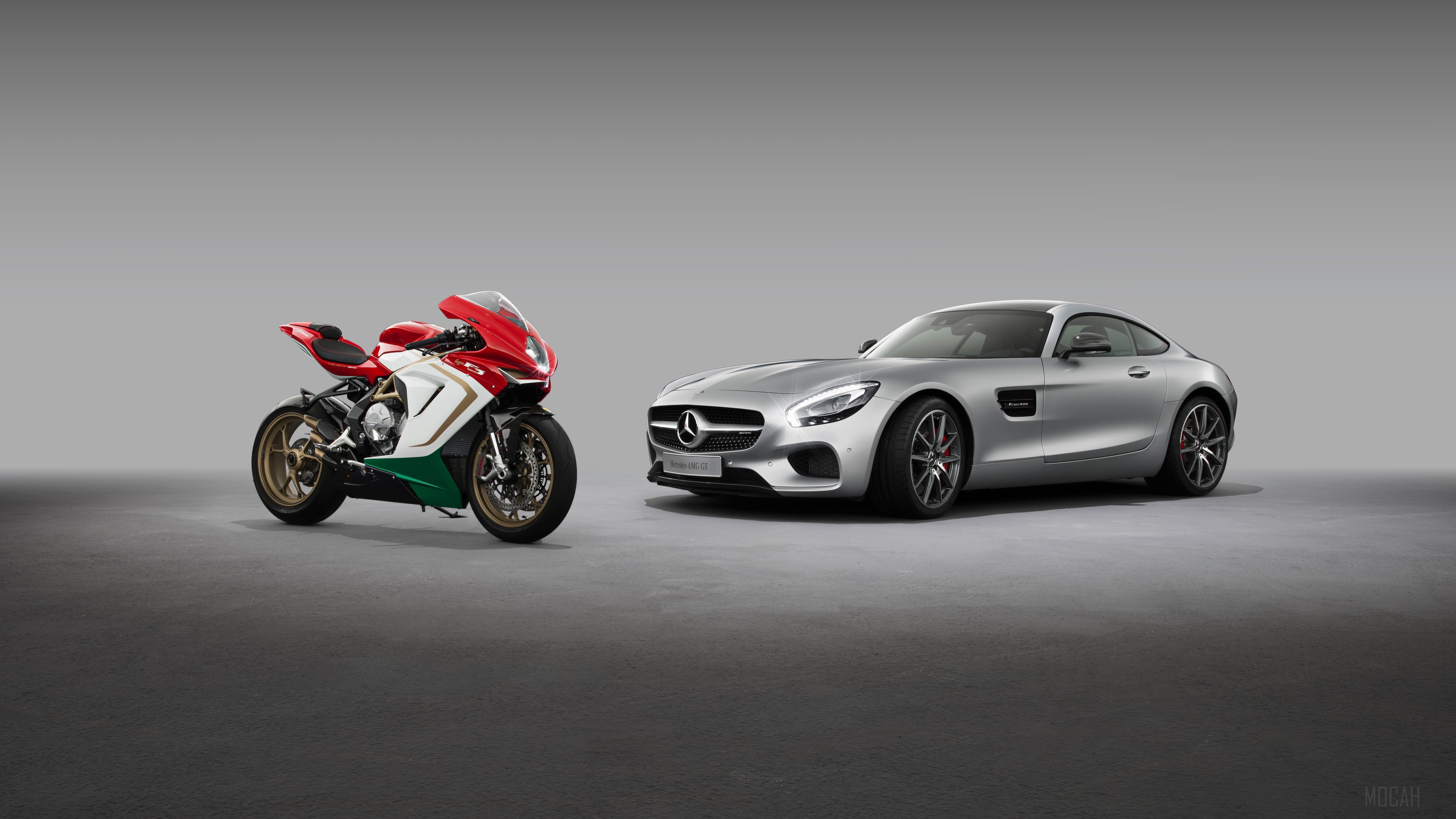 Mercedes AMG GT and MV Agusta F3 Agostini 4K HD Wallpaper