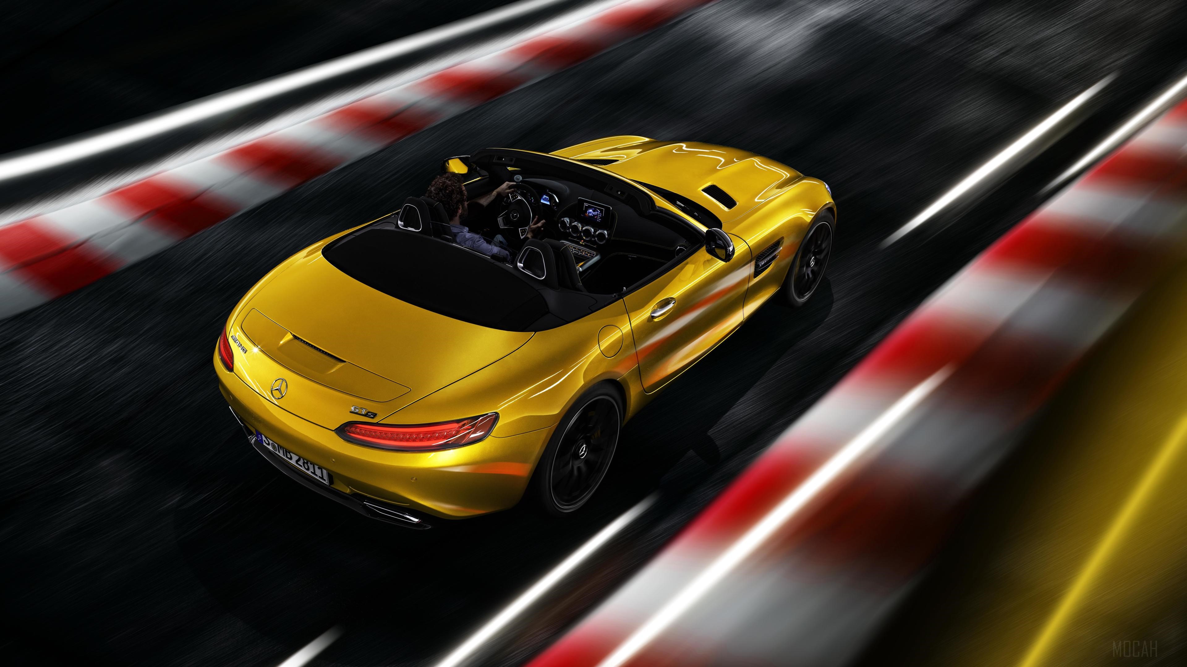 Yellow Mercedes-Benz AMG GT Convertible on Racetrack 4K HD Wallpaper
