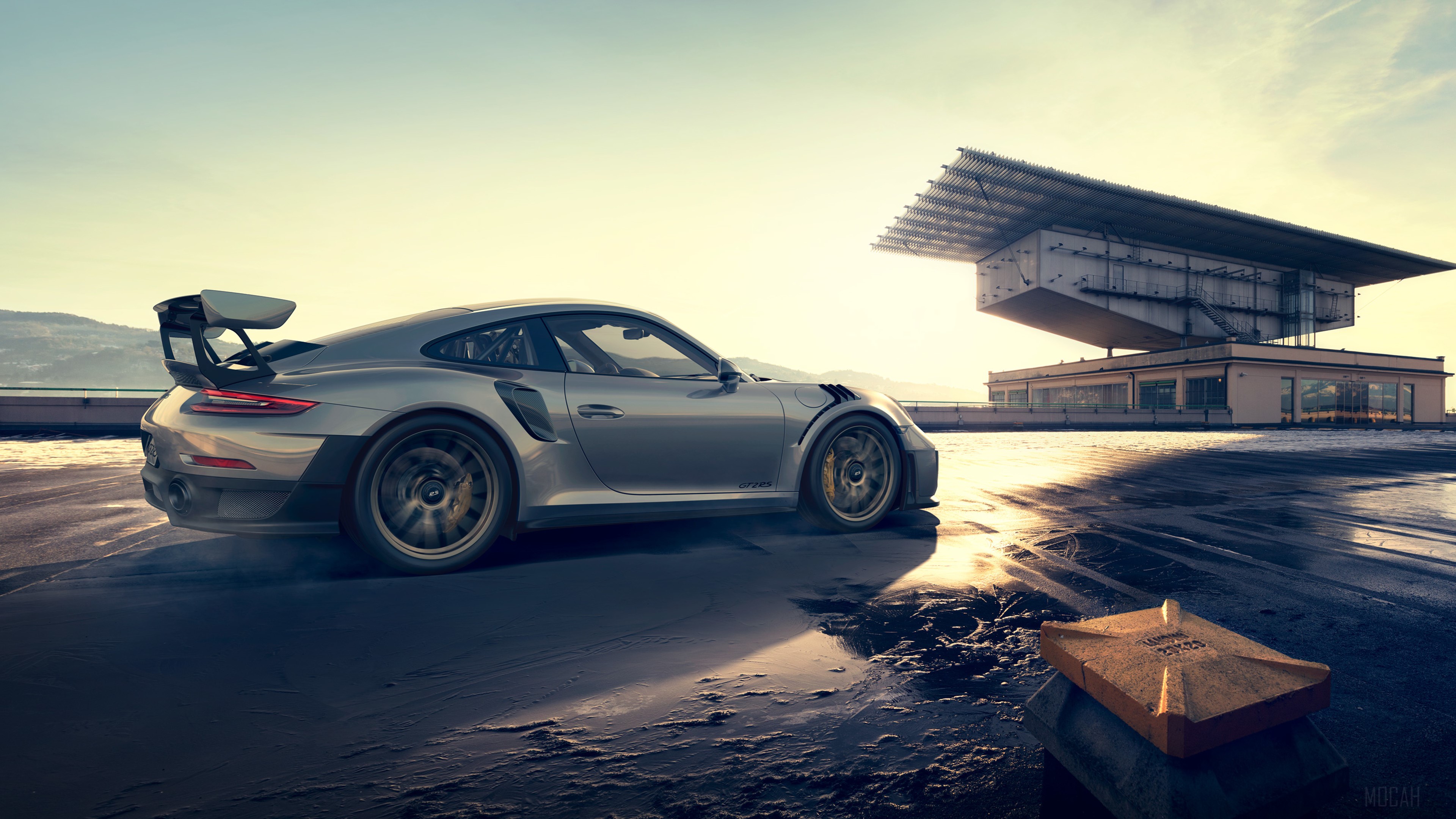 Porsche GT2 RS on a track HD Wallpaper