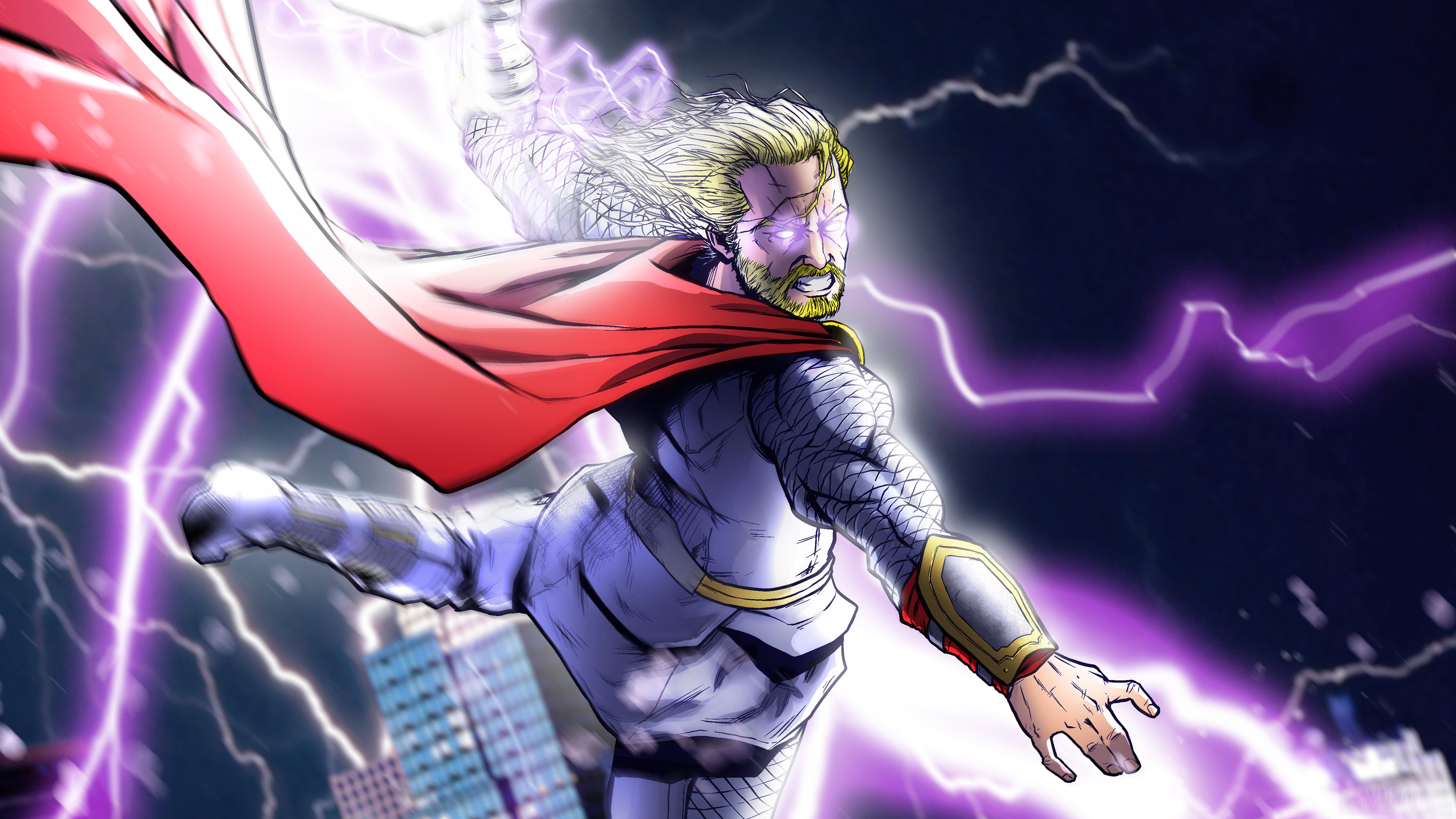 Thor with lightning 4K HD Wallpaper