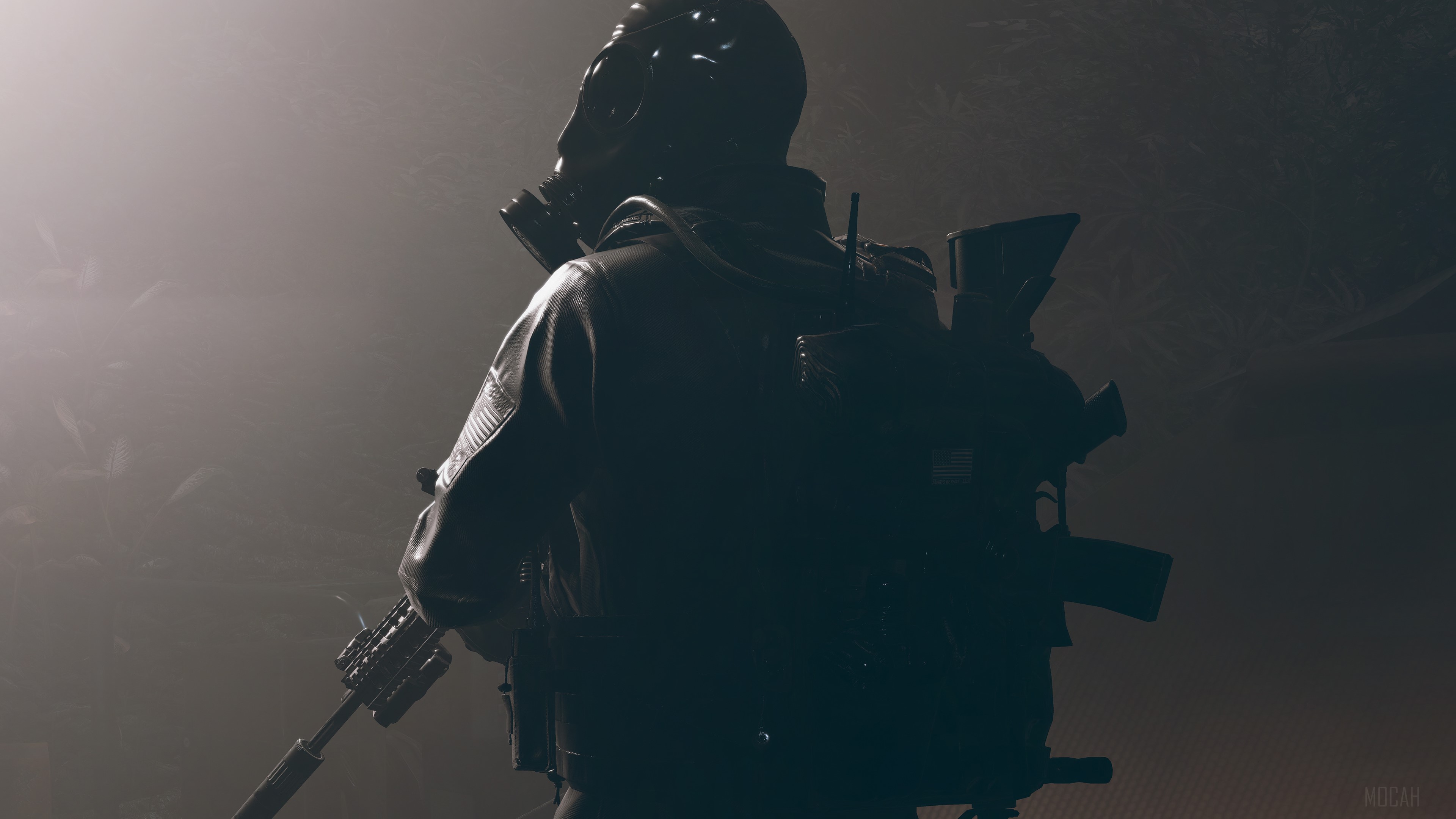 Soldier with gas mask and rifle in Tom Clancy's Ghost Recon Wildlands 4K HD Wallpaper