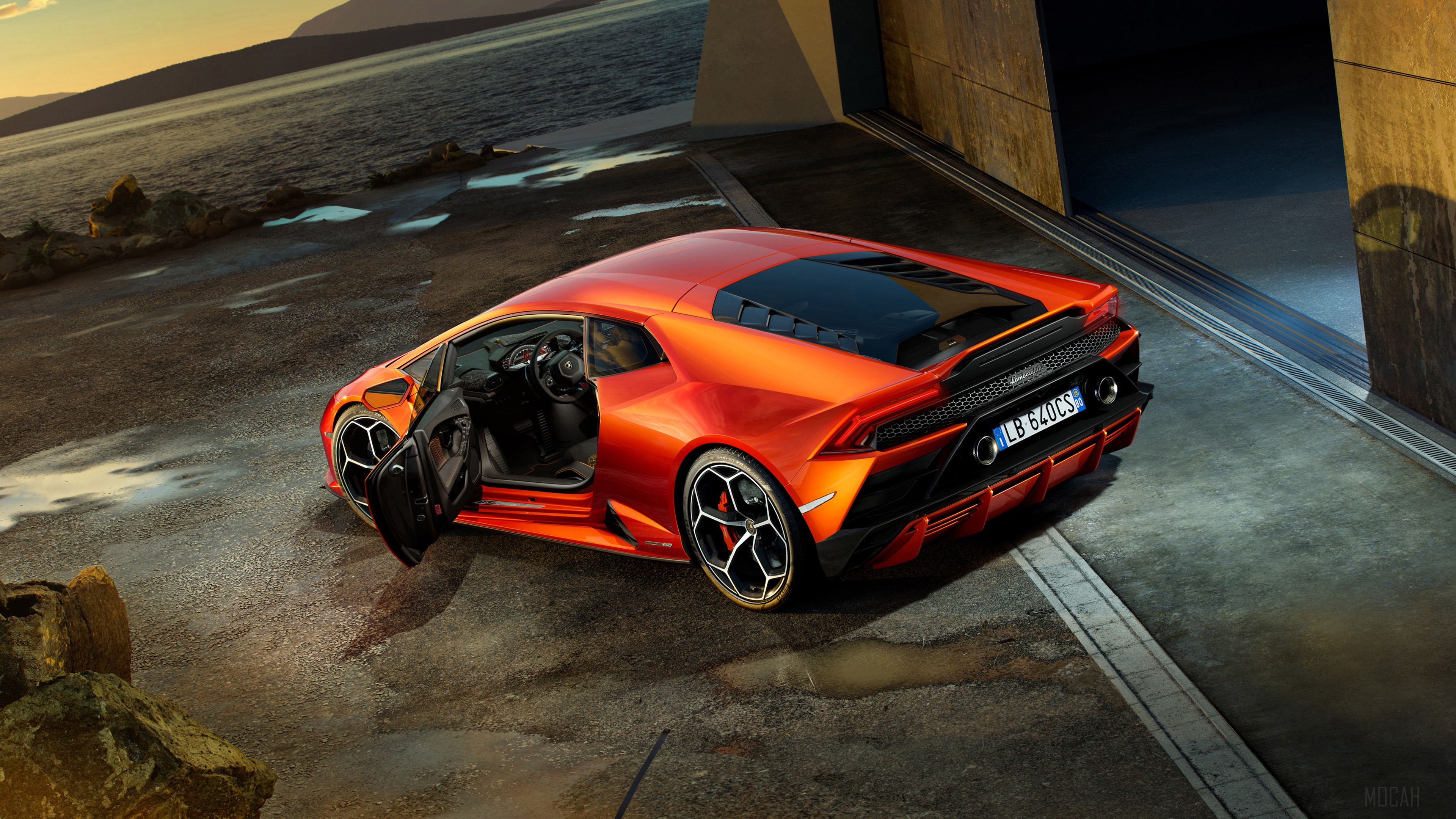 Orange Lamborghini Huracan EVO 2019 4K HD Wallpaper