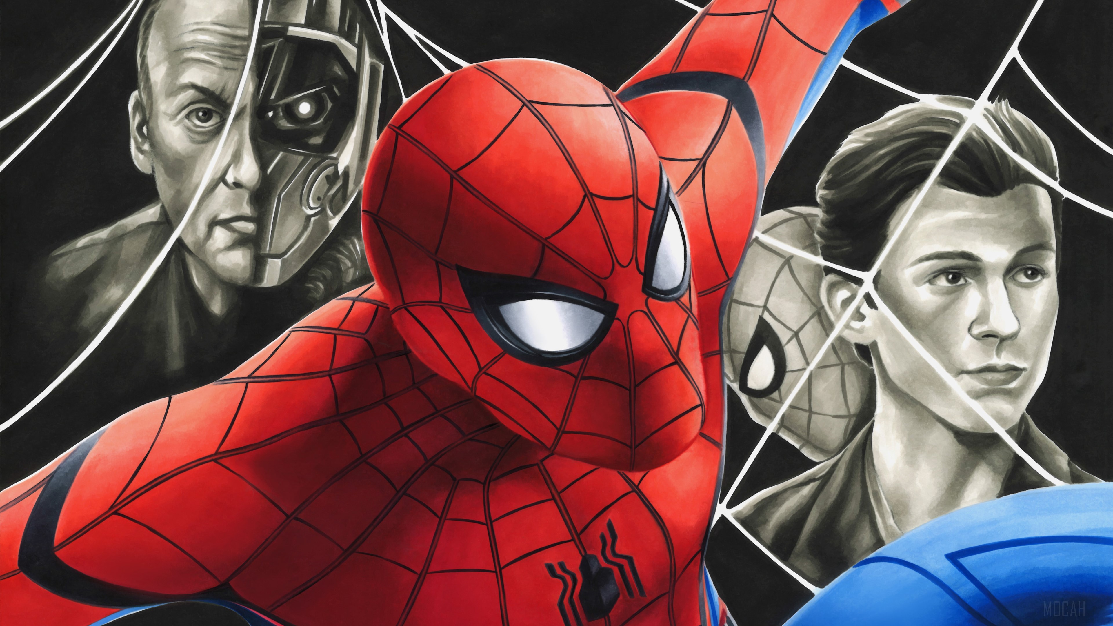 Spider-Man from Spider-Man: Homecoming with Vulture and Peter Parker HD Wallpaper