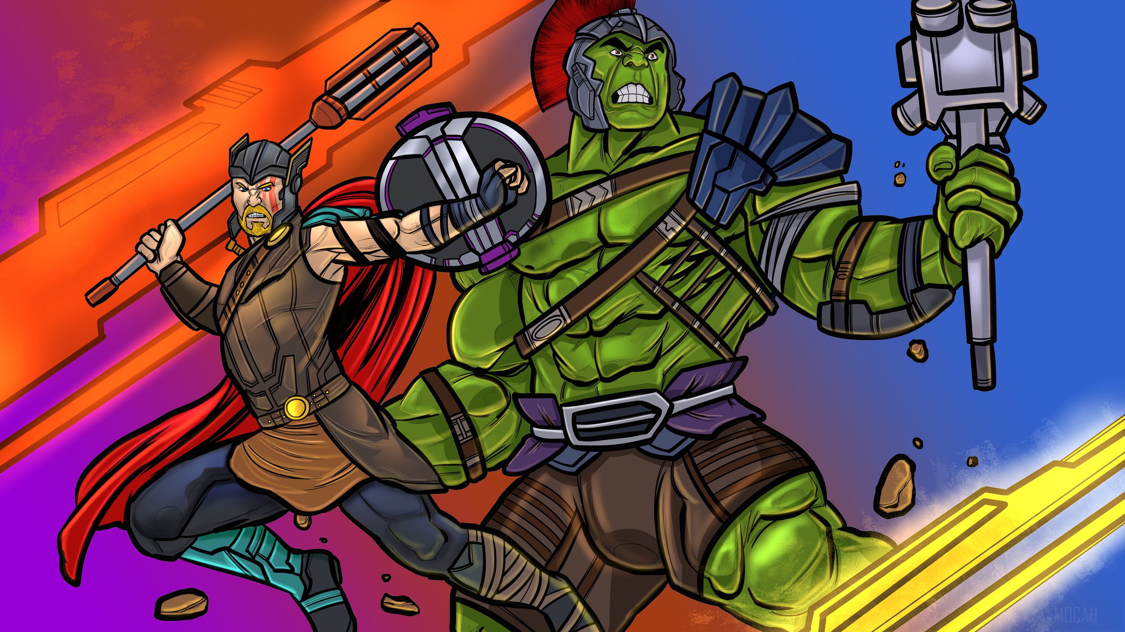 Thor and Hulk from Thor: Ragnarok 4K HD Wallpaper