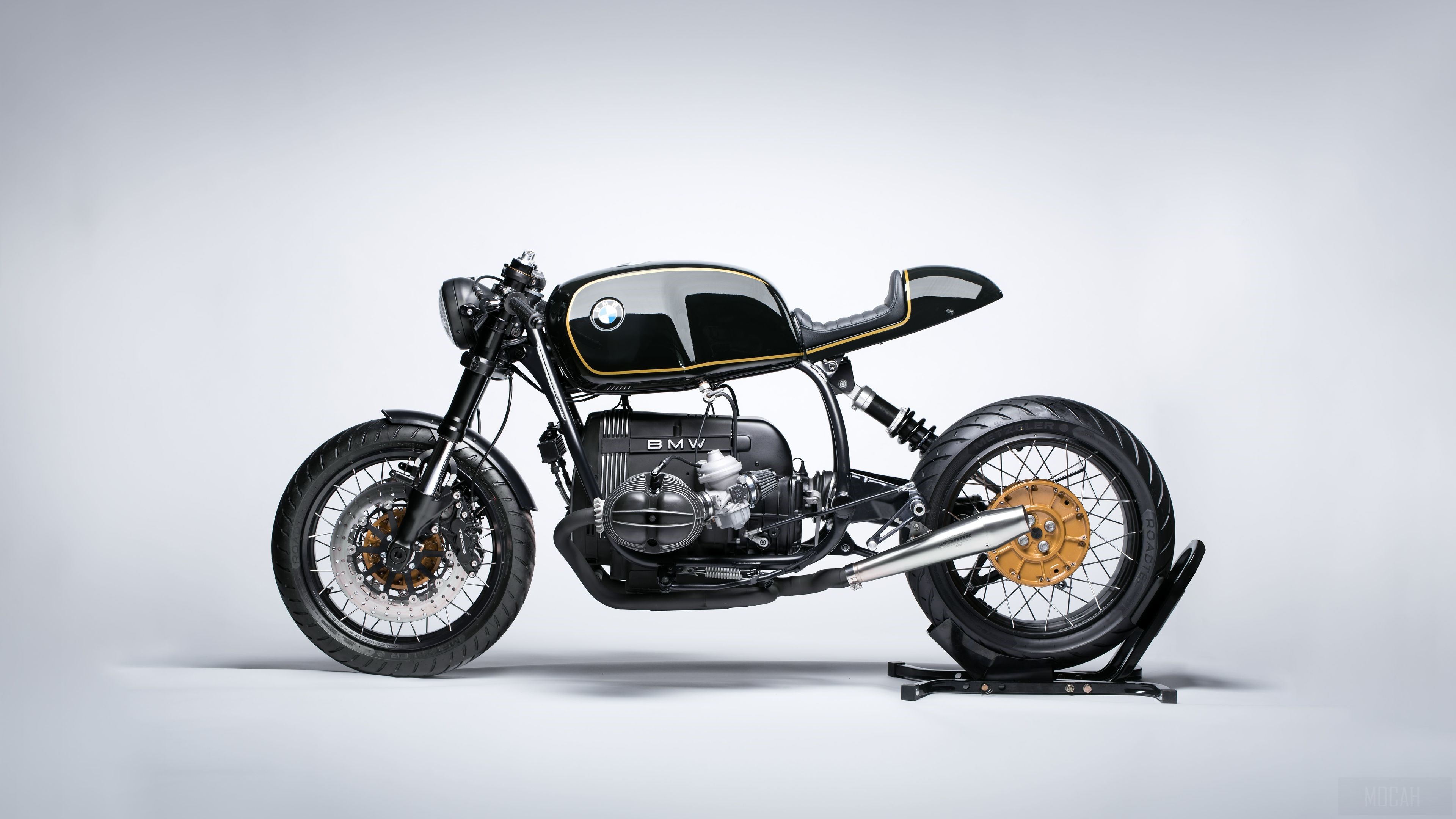 Black BMW Cafe Racer Motorcycle 4K HD Wallpaper