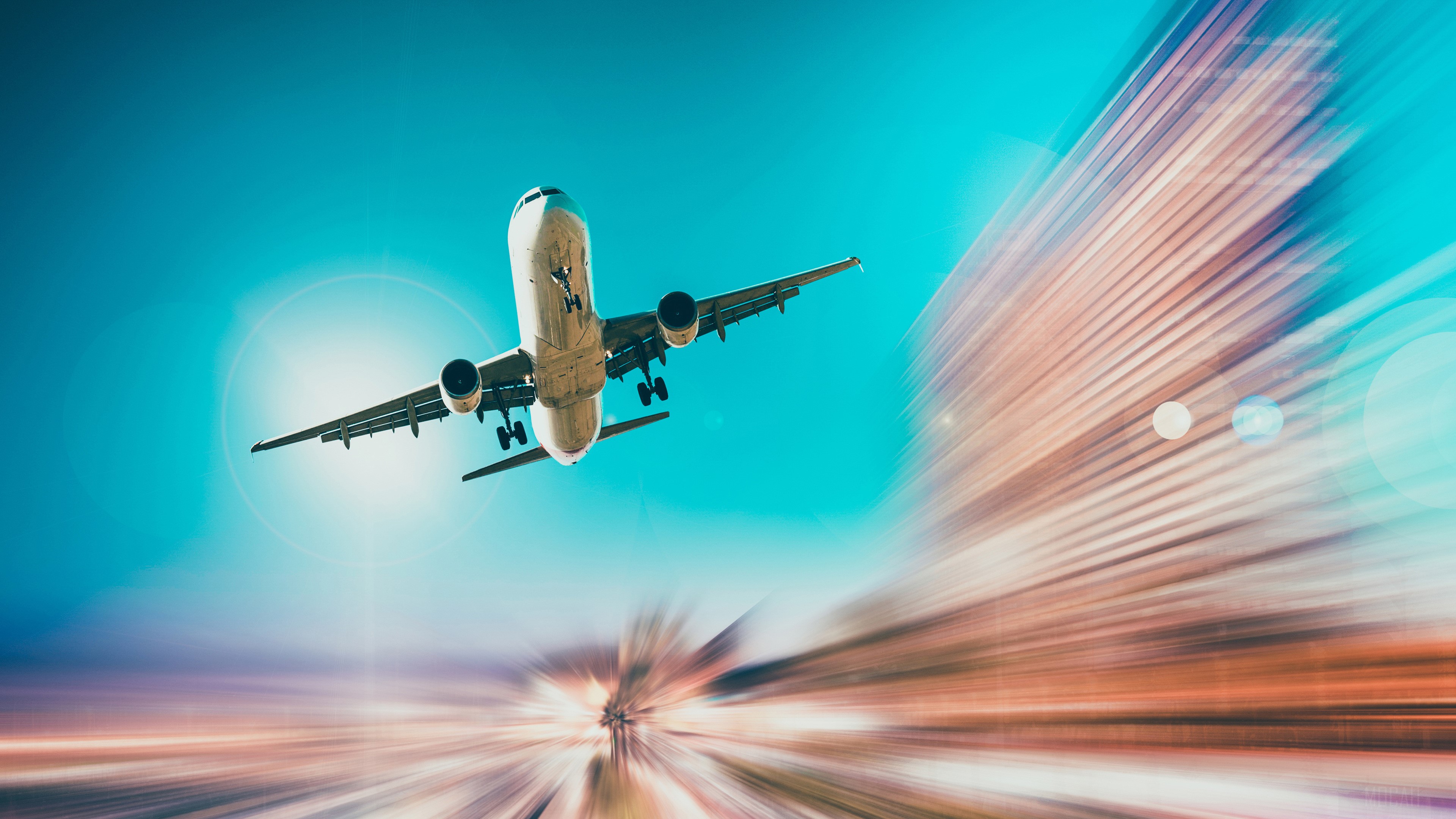 Airplane flying in the sky 4K HD Wallpaper