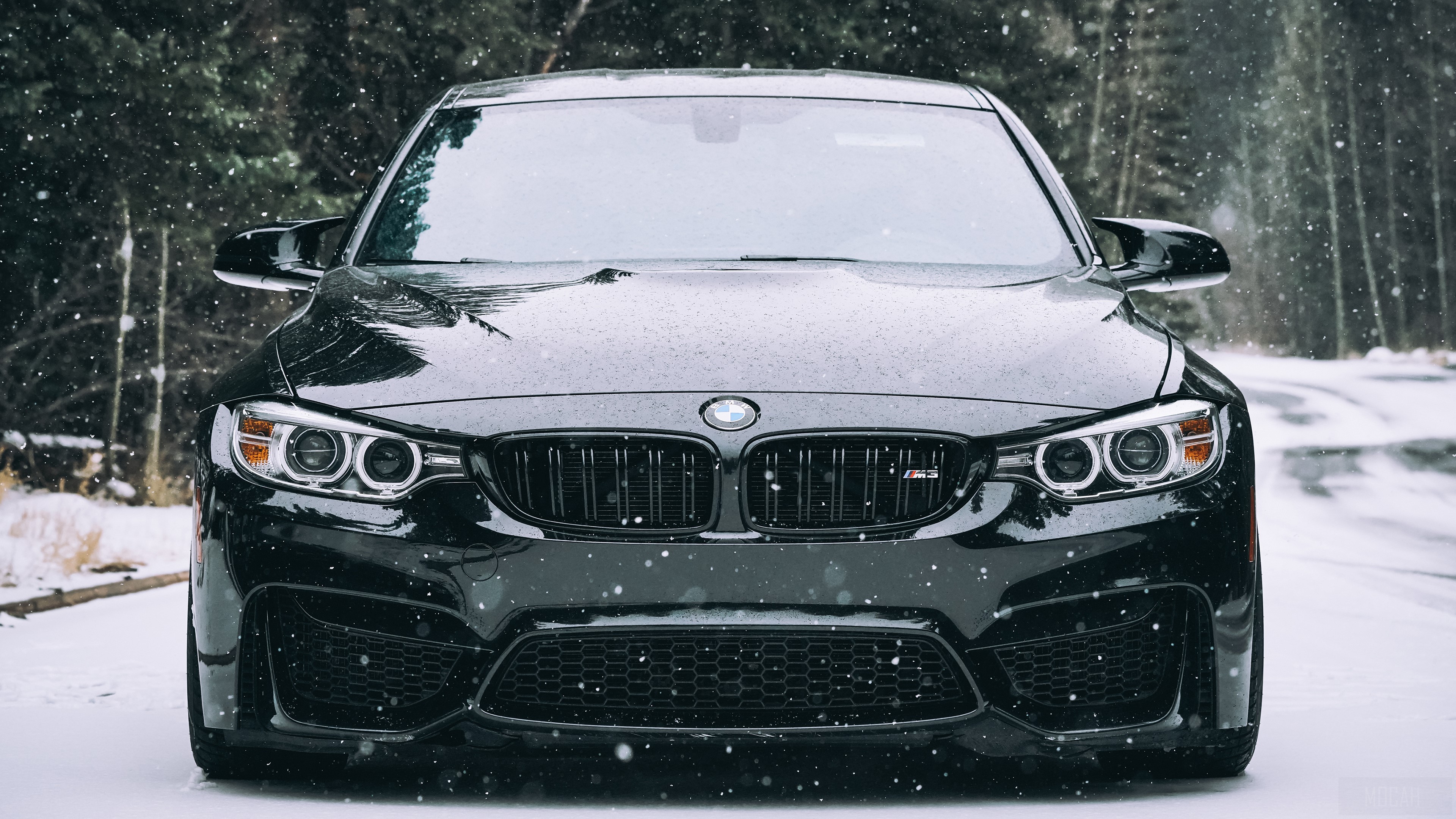 Black BMW F80 M3 in Snow HD Wallpaper