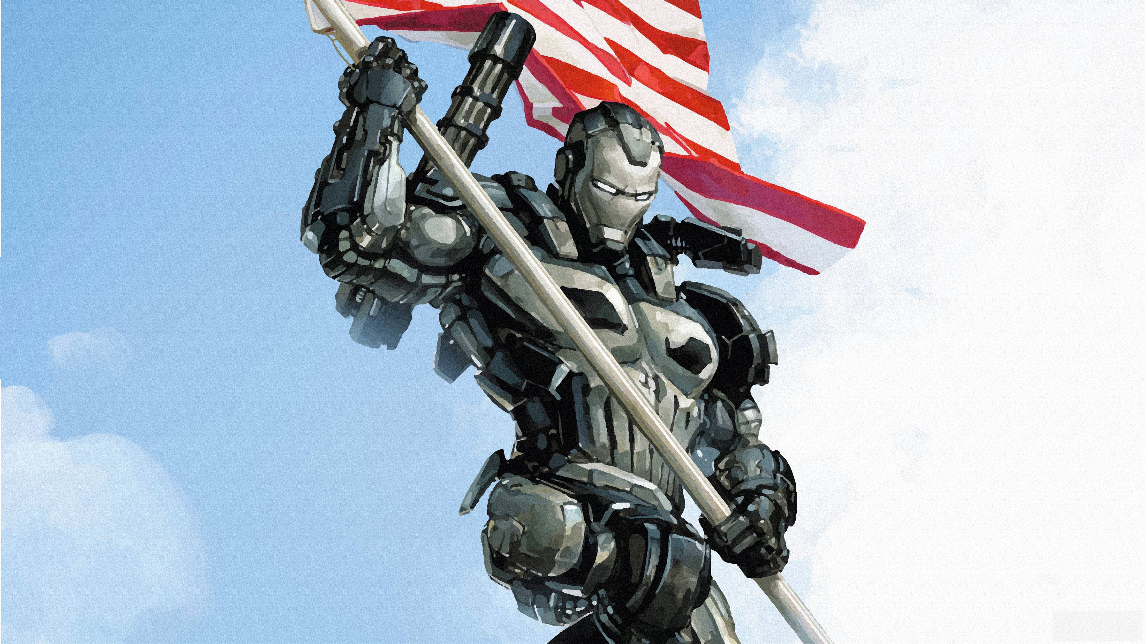 War Machine holding the American flag HD Wallpaper
