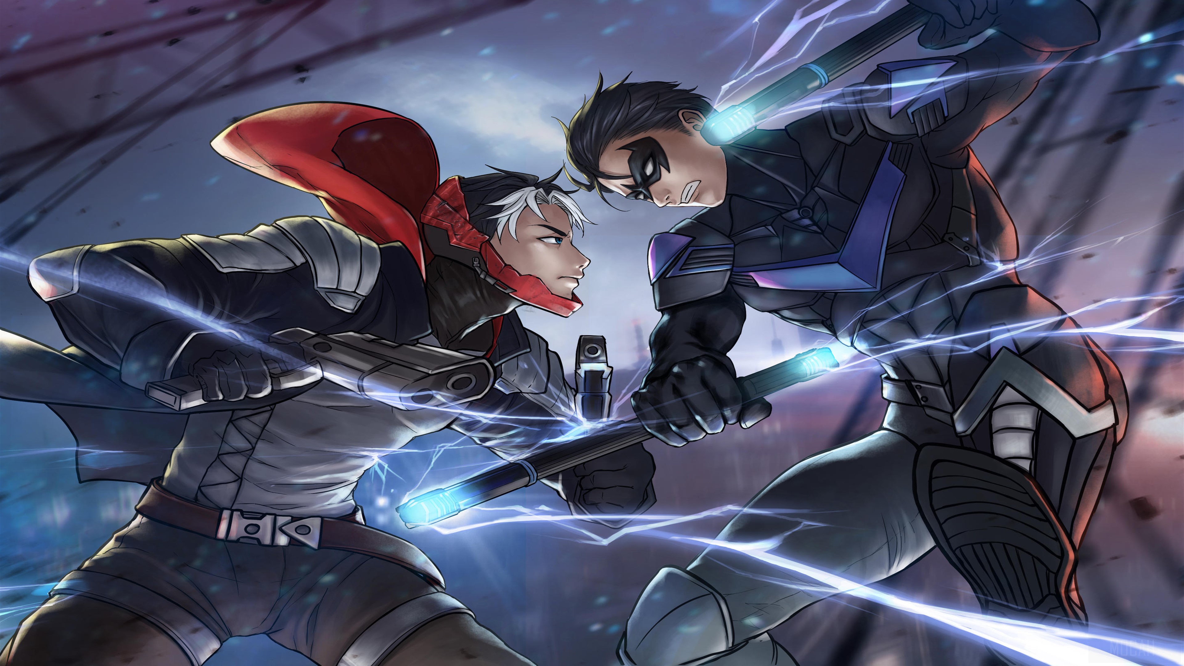 Red Hood vs. Nightwing 4K HD Wallpaper